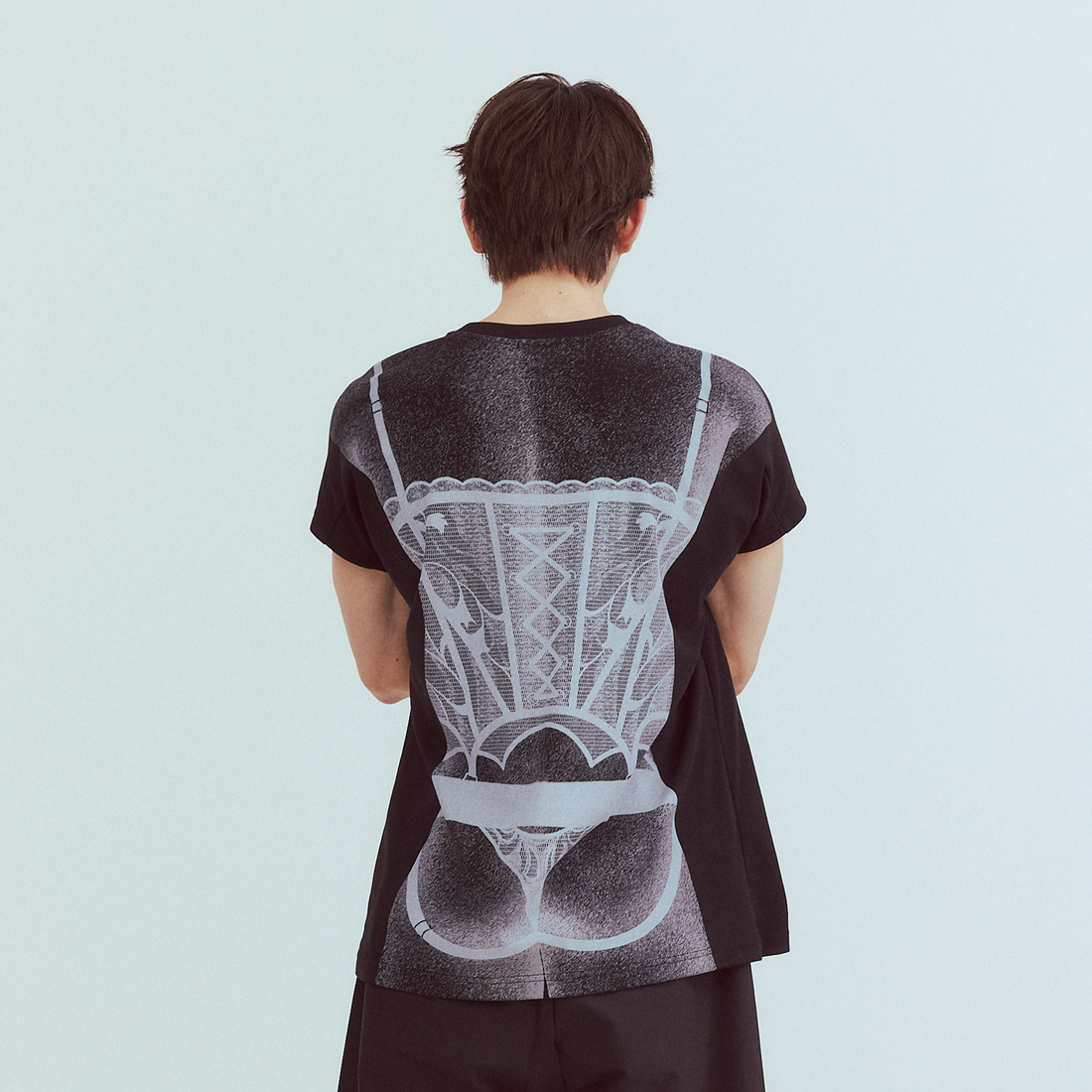 KADAKADA Sculptural Corset Graphic T-Shirt-T Shirt-M (Preorder)-Black-Free Shipping Leatheretro