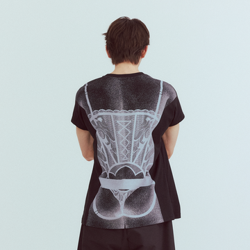 KADAKADA Sculptural Corset Graphic T-Shirt-T Shirt-M (Preorder)-Black-Free Shipping Leatheretro