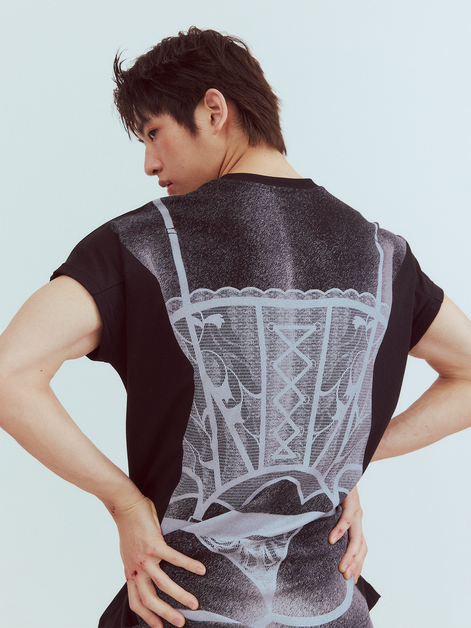 KADAKADA Sculptural Corset Graphic T-Shirt-T Shirt-M (Preorder)-Black-Free Shipping Leatheretro