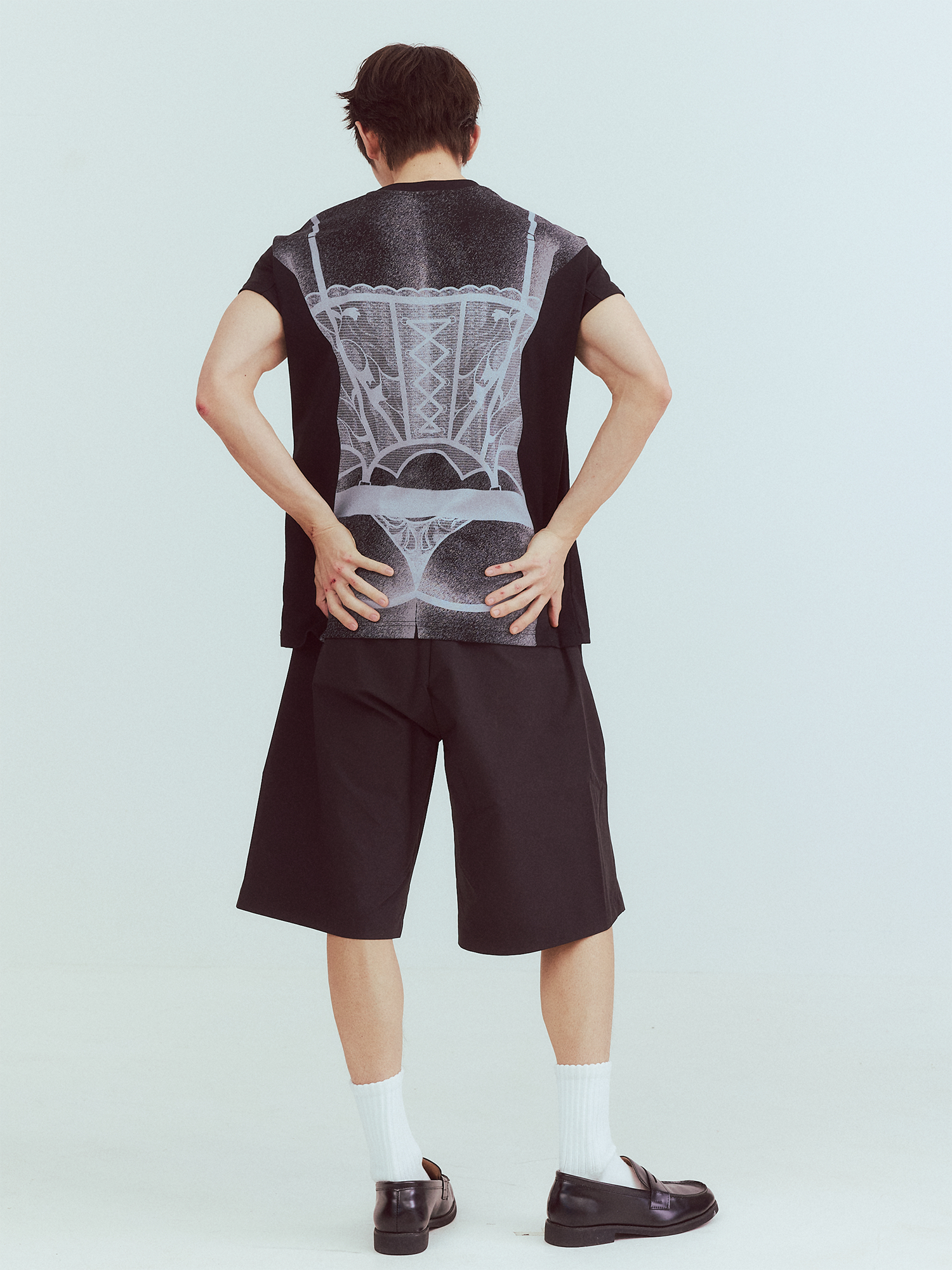 KADAKADA Sculptural Corset Graphic T-Shirt-T Shirt-M (Preorder)-Black-Free Shipping Leatheretro