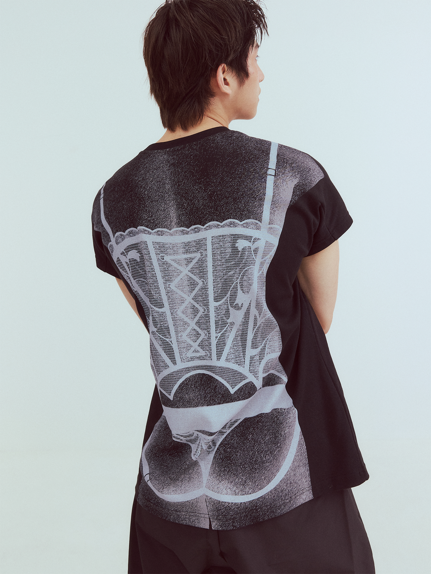 KADAKADA Sculptural Corset Graphic T-Shirt-T Shirt-M (Preorder)-Black-Free Shipping Leatheretro