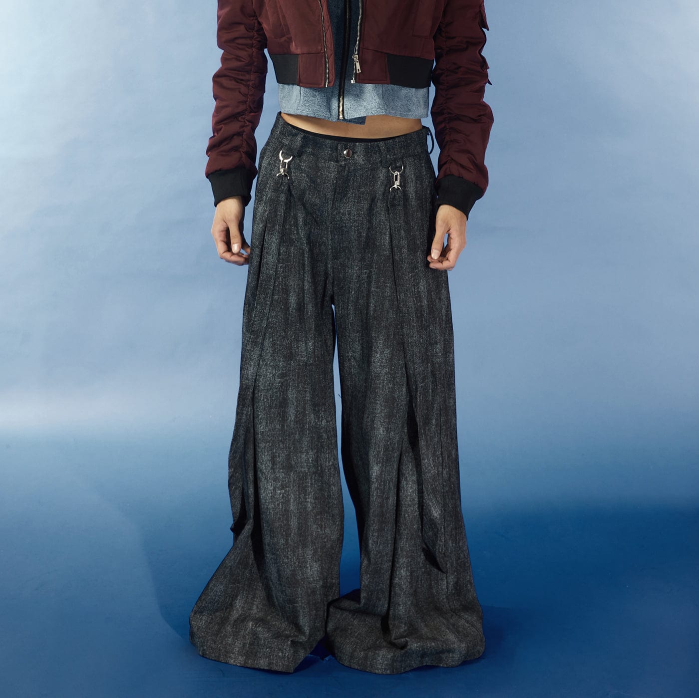 KADAKADA Detachable Ribbon Washed Oversize Flare Jeans-Jeans-S-Free Shipping Leatheretro