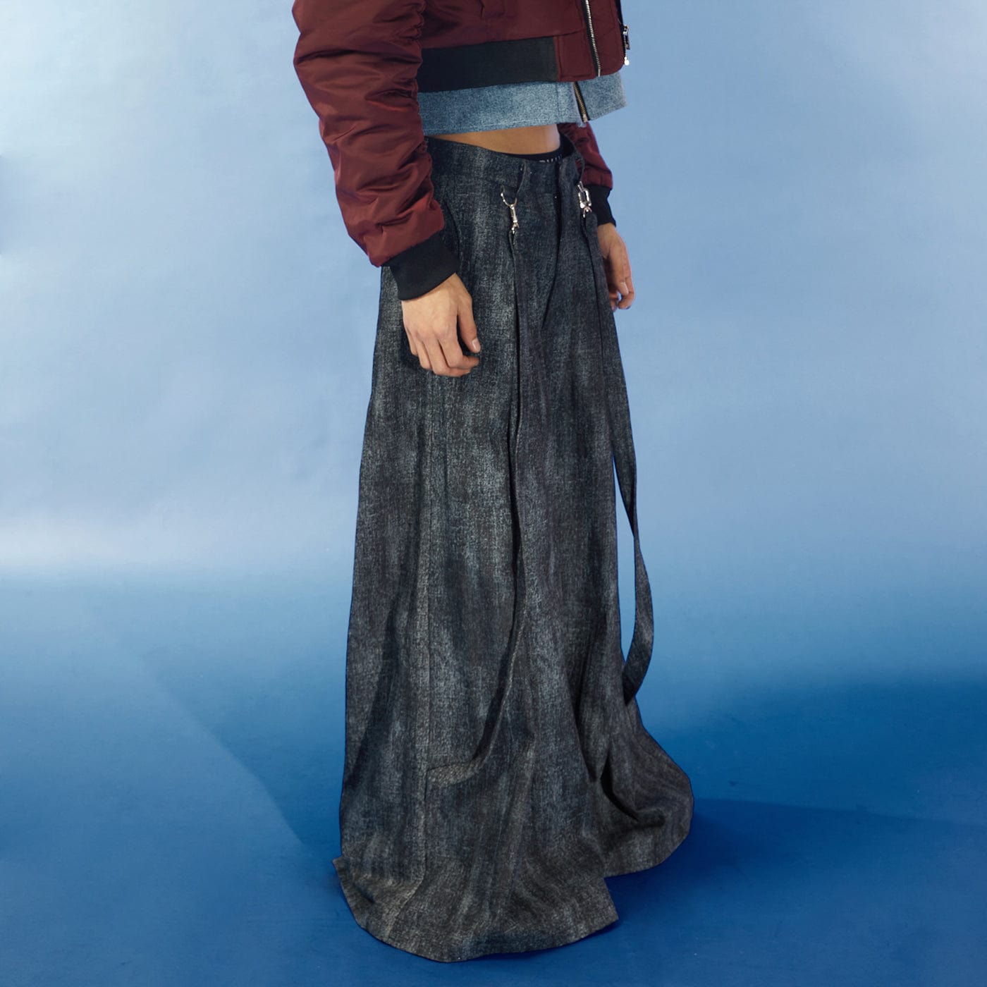 KADAKADA Detachable Ribbon Washed Oversize Flare Jeans-Jeans-S-Free Shipping Leatheretro