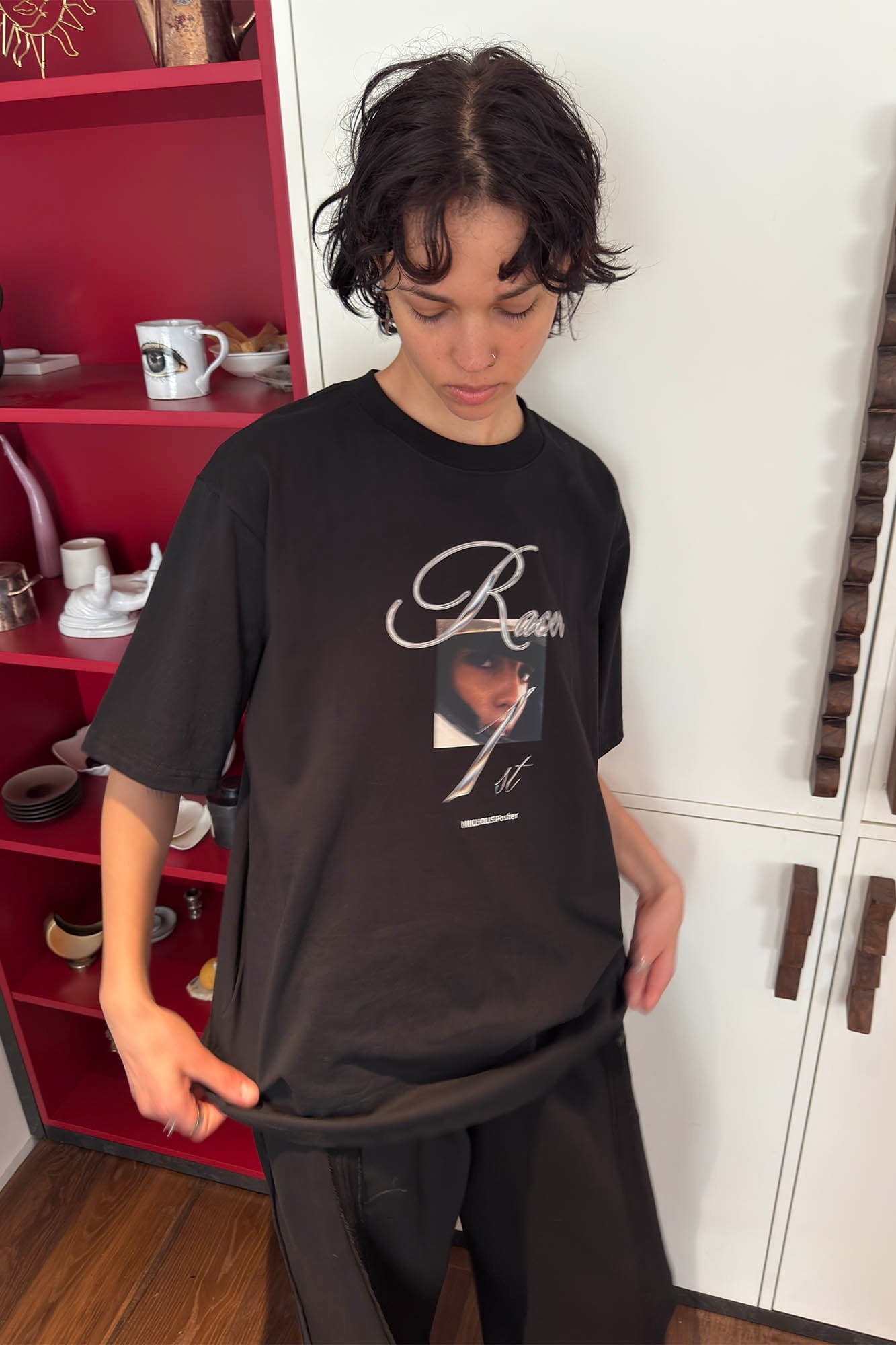 MIICHOUS Racer Portrait Graphic T-Shirt-T Shirt-S-Black-Free Shipping Leatheretro