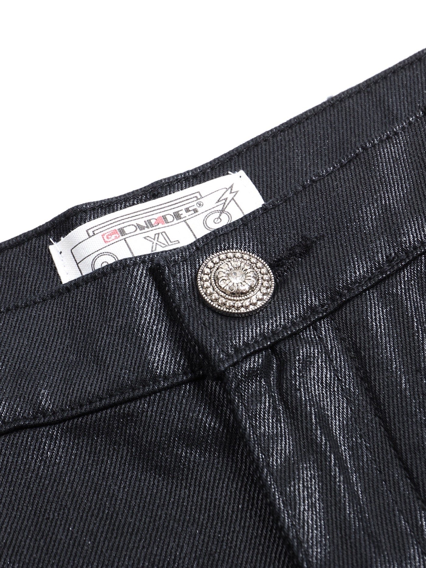 DND4DES Raw-Edge Spliced Flared Waxed Jeans-Jeans-S-Free Shipping Leatheretro