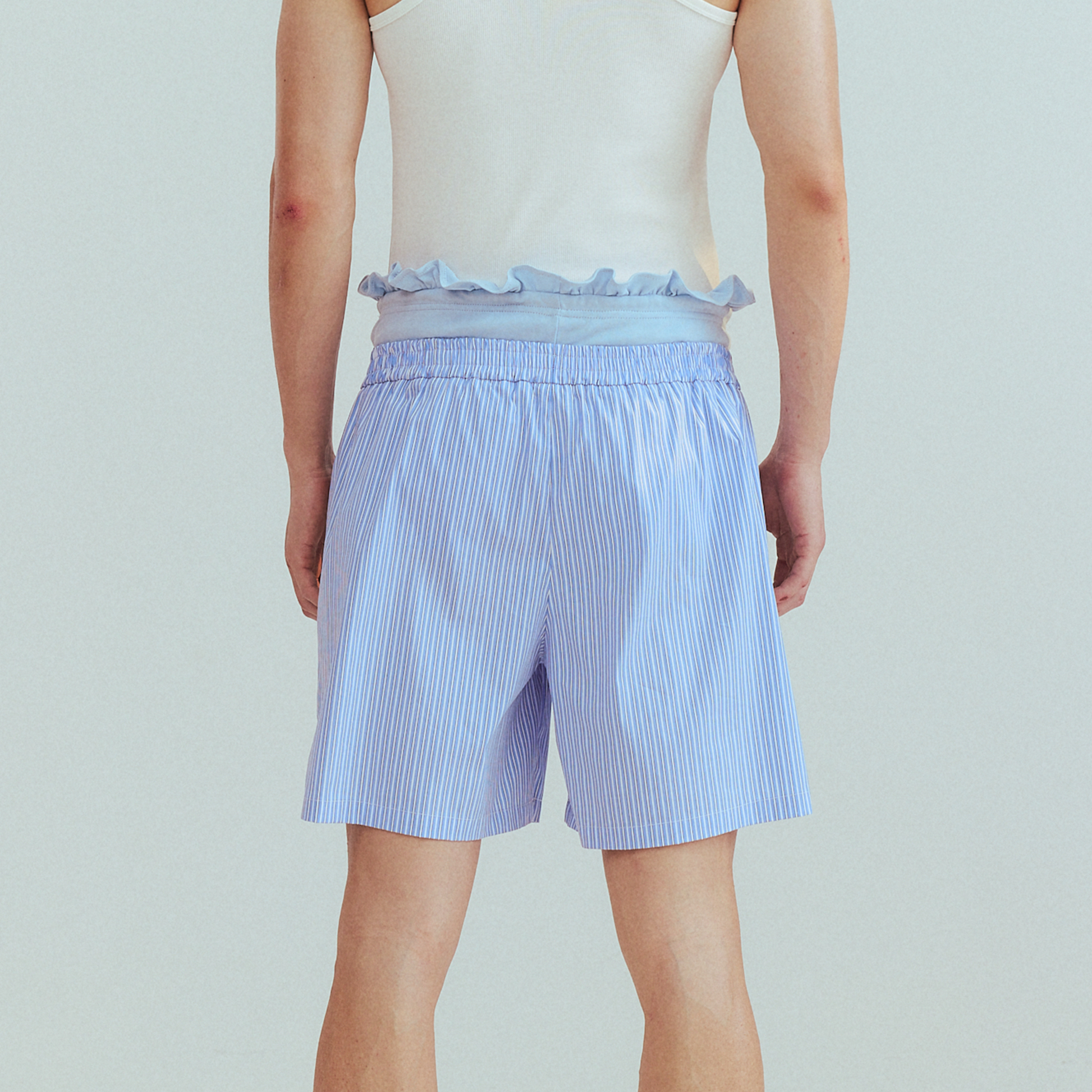 KADAKADA Retro Striped Ruffle-Waist Layered Shorts-Shorts-S (Preorder)-Pink-Free Shipping Leatheretro