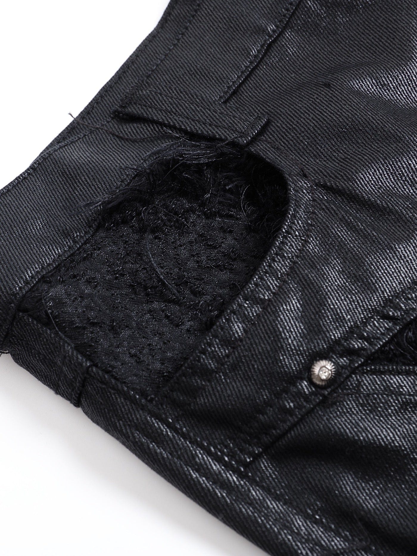 DND4DES Raw-Edge Spliced Flared Waxed Jeans-Jeans-S-Free Shipping Leatheretro