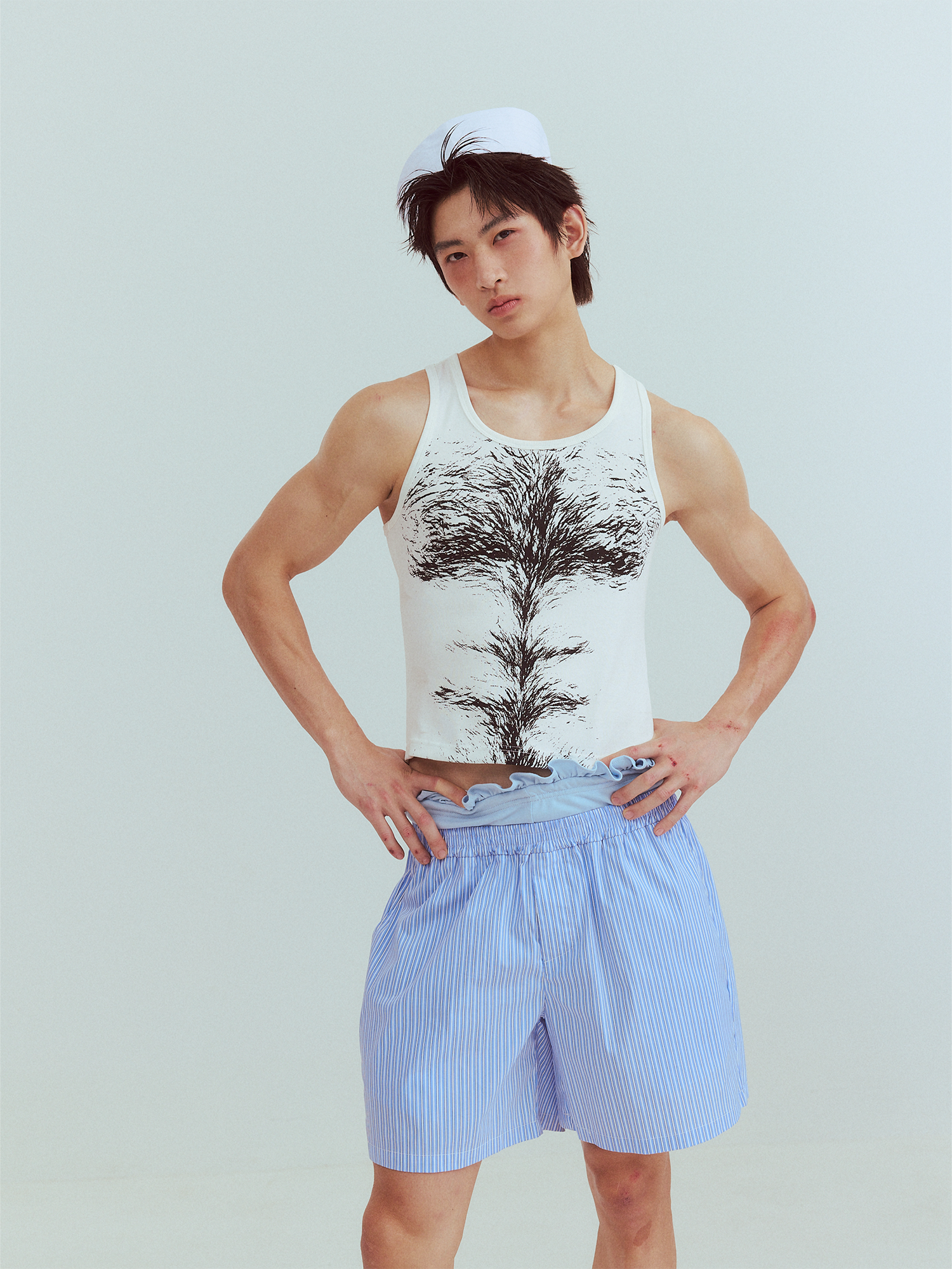 KADAKADA Retro Striped Ruffle-Waist Layered Shorts-Shorts-S (Preorder)-Pink-Free Shipping Leatheretro