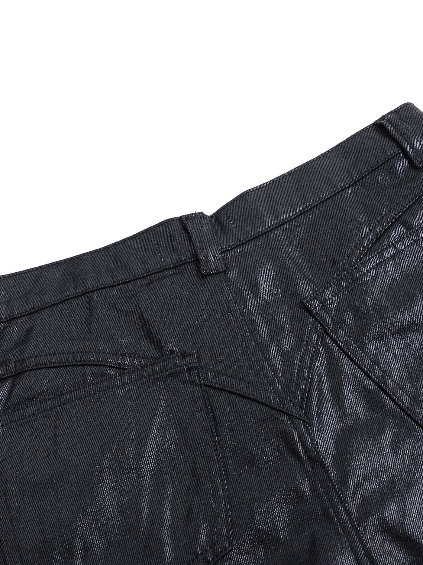 DND4DES Raw-Edge Spliced Flared Waxed Jeans-Jeans-S-Free Shipping Leatheretro