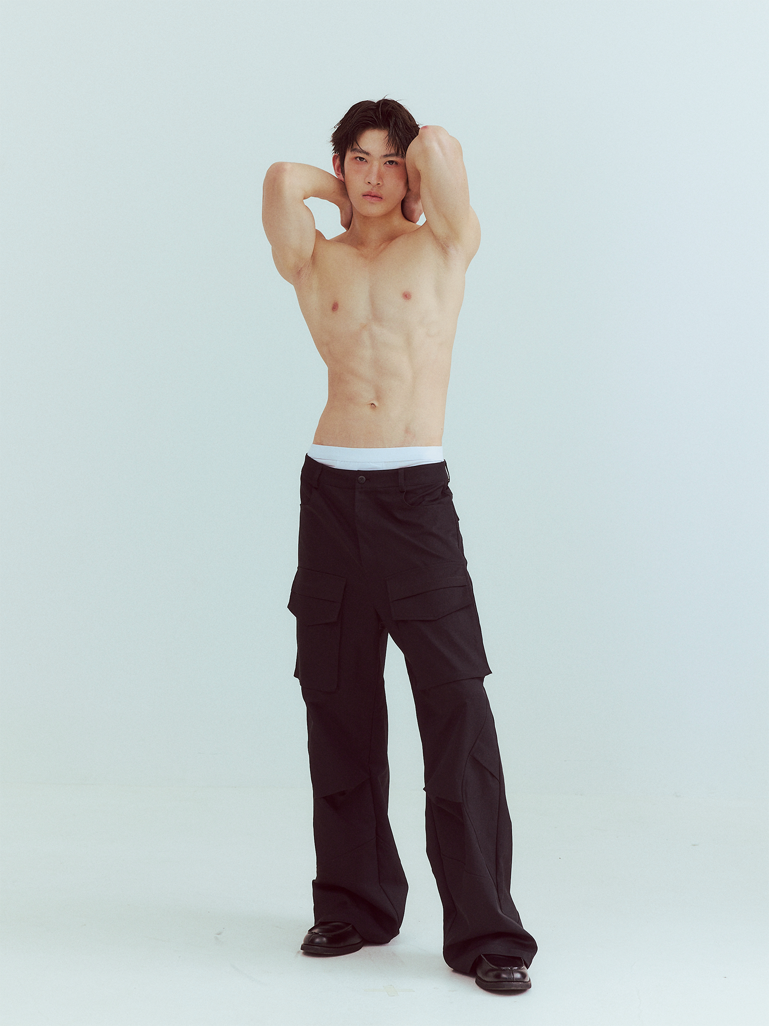 KADAKADA Paneled Wide-Leg Cargo Pants-Pants-M (Preorder)-Black-Free Shipping Leatheretro