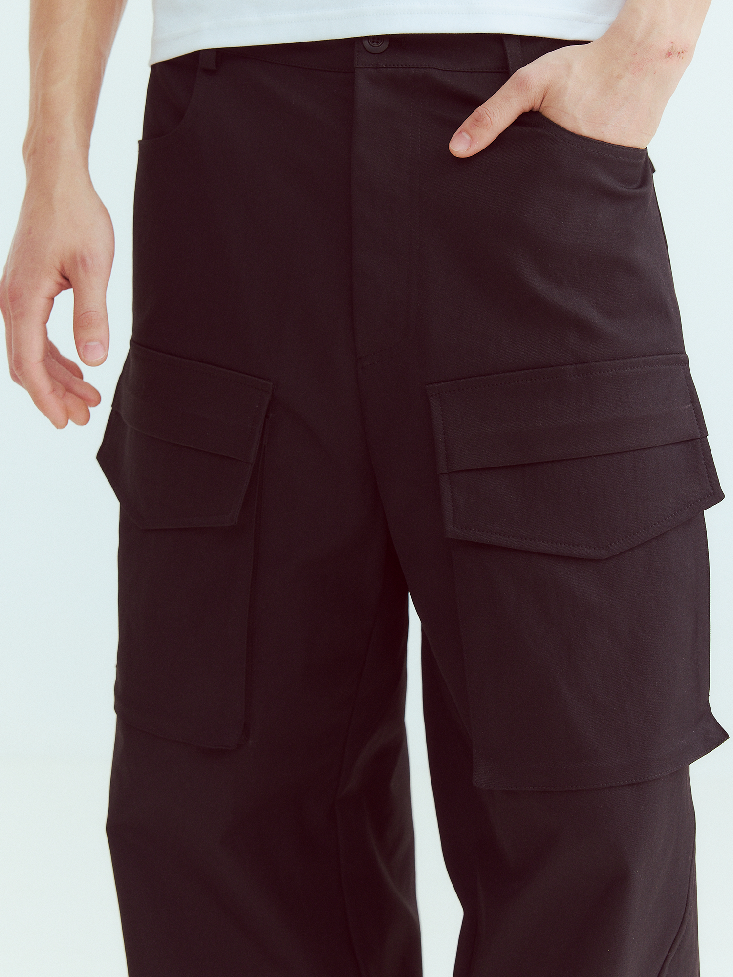 KADAKADA Paneled Wide-Leg Cargo Pants-Pants-M (Preorder)-Black-Free Shipping Leatheretro