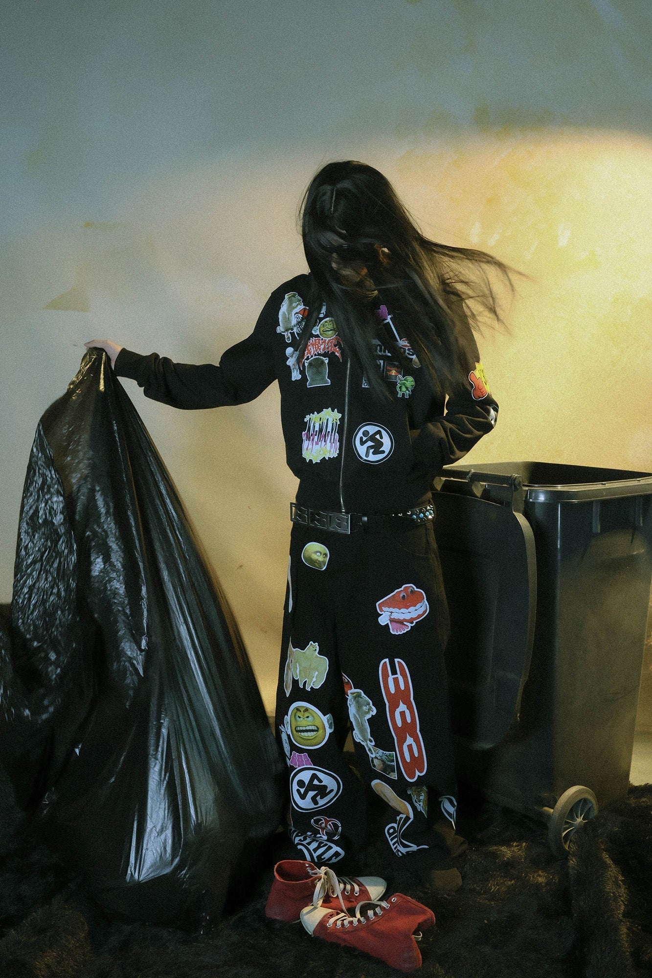 PCCVISION Meme Graphics Wide-Leg Pants-Pants-XS-Free Shipping Leatheretro