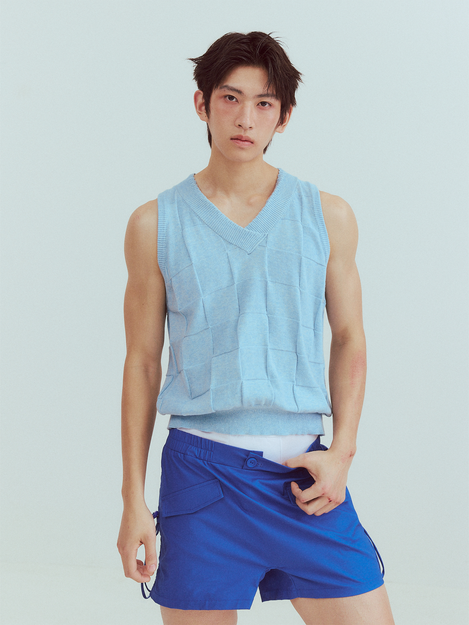 KADAKADA Checkerboard V-Neck Knitted Vest-Vest-M (Preorder)-Free Shipping Leatheretro