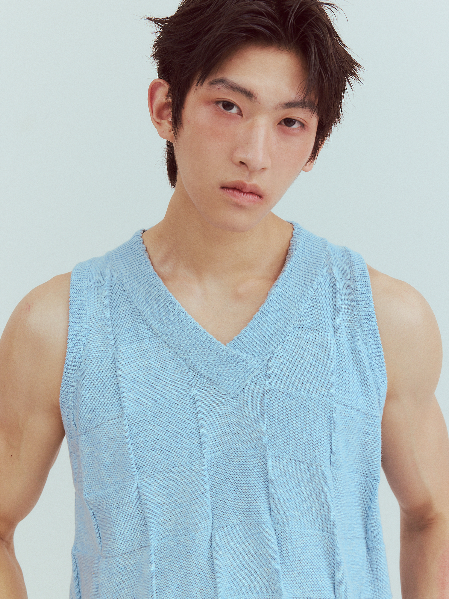 KADAKADA Checkerboard V-Neck Knitted Vest-Vest-M (Preorder)-Free Shipping Leatheretro