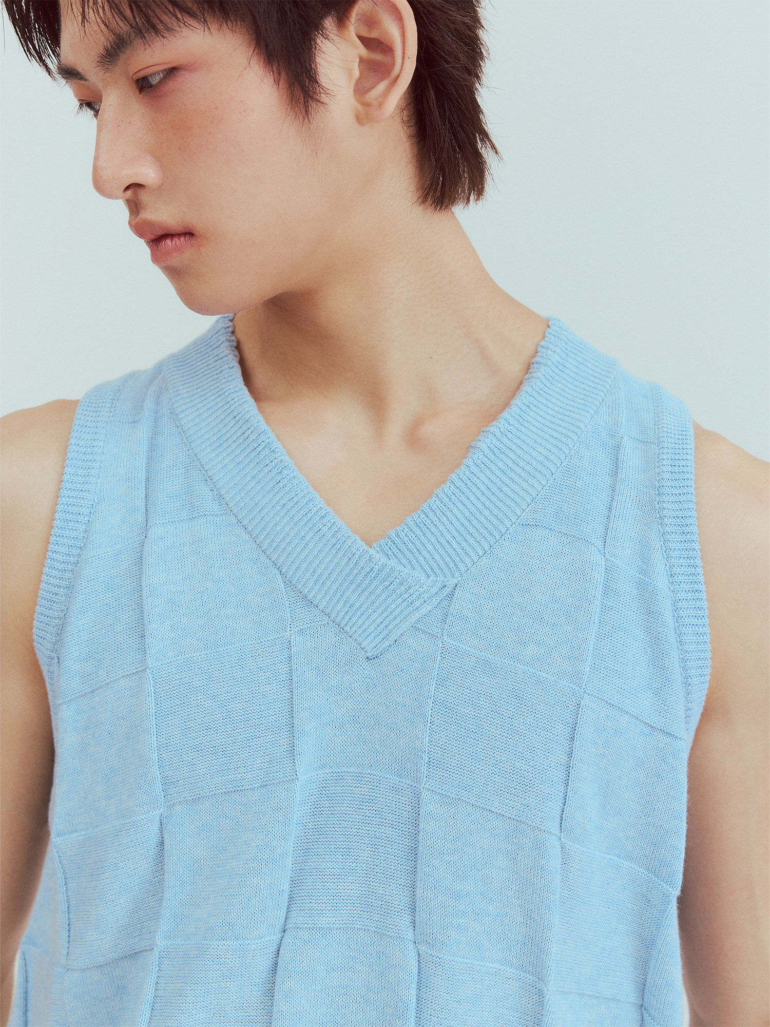 KADAKADA Checkerboard V-Neck Knitted Vest-Vest-M (Preorder)-Free Shipping Leatheretro