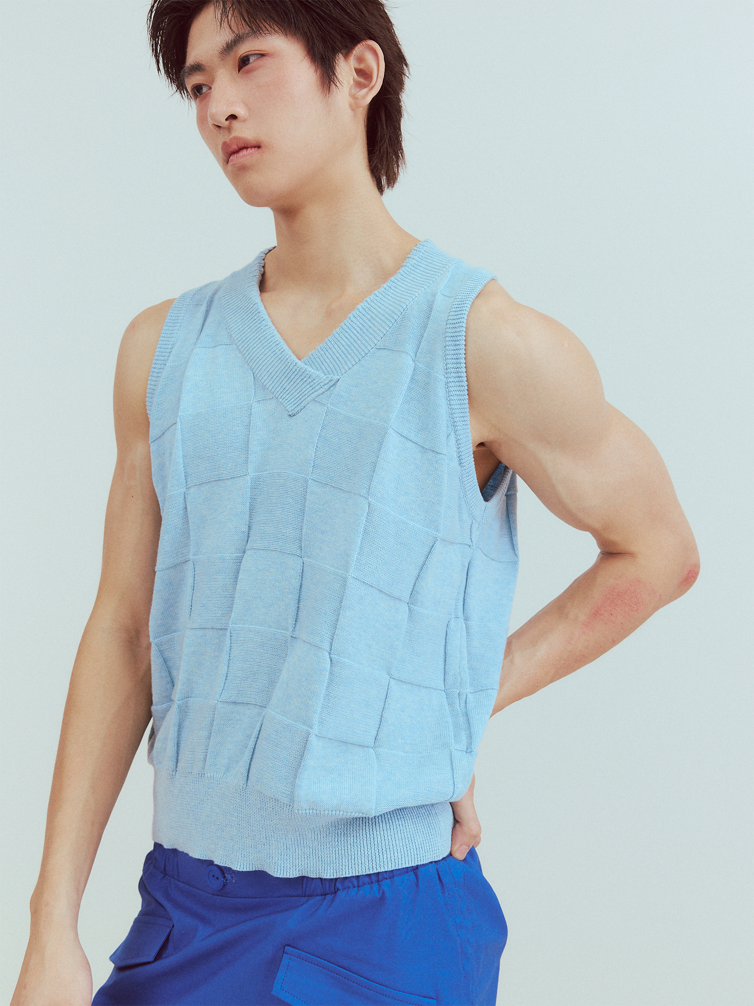 KADAKADA Checkerboard V-Neck Knitted Vest-Vest-M (Preorder)-Free Shipping Leatheretro