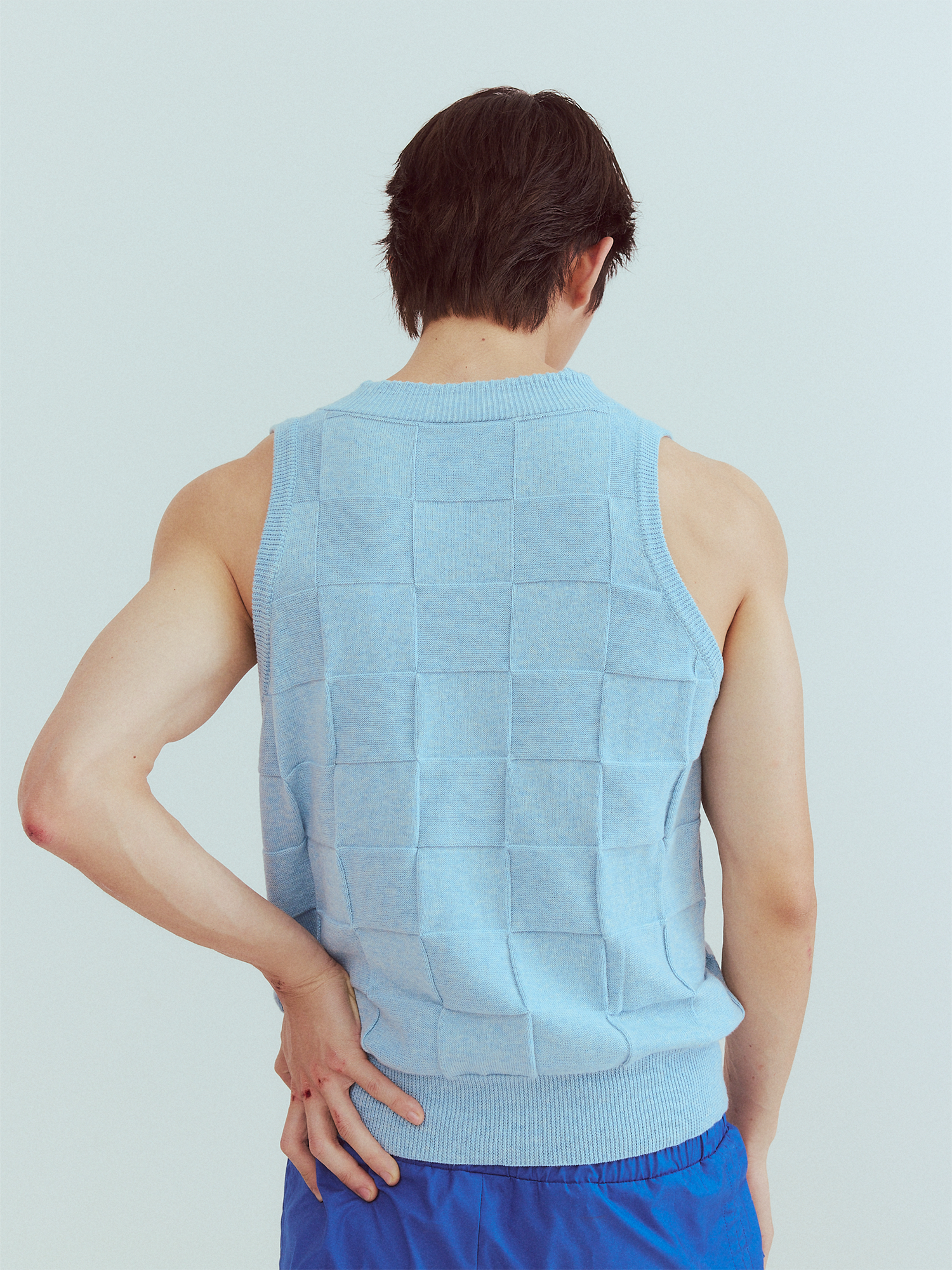KADAKADA Checkerboard V-Neck Knitted Vest-Vest-M (Preorder)-Free Shipping Leatheretro