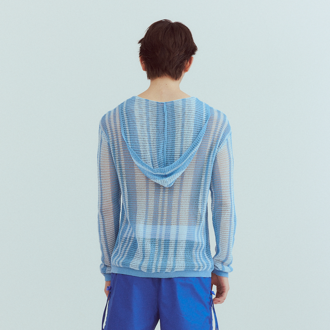 KADAKADA Striped Open-Knit Deep V Hooded Sweater-Sweater-M (Preorder)-Free Shipping Leatheretro