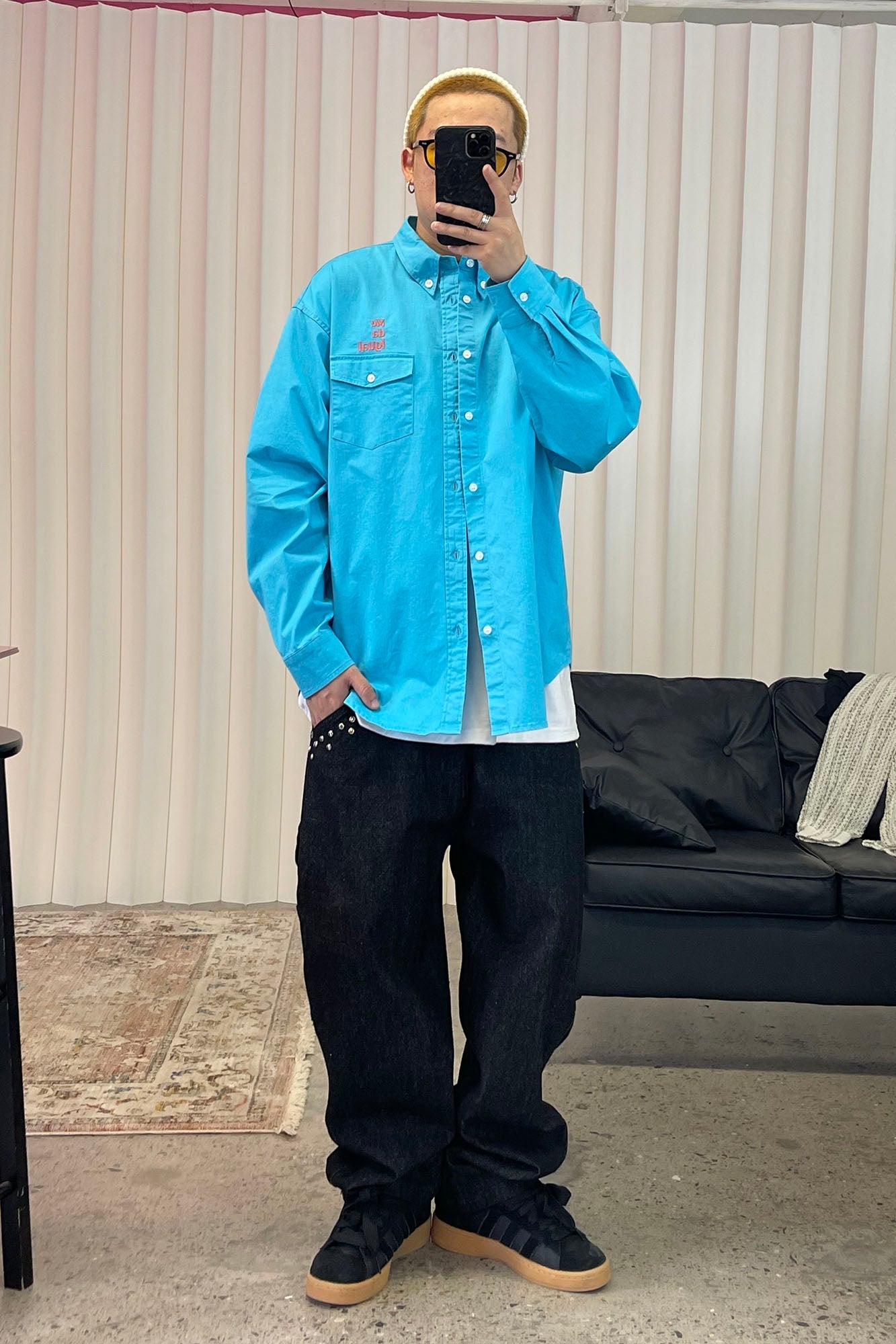 ME DA IGUAL Studded Wide-Leg Denim Pants-Jeans-M-Free Shipping Leatheretro