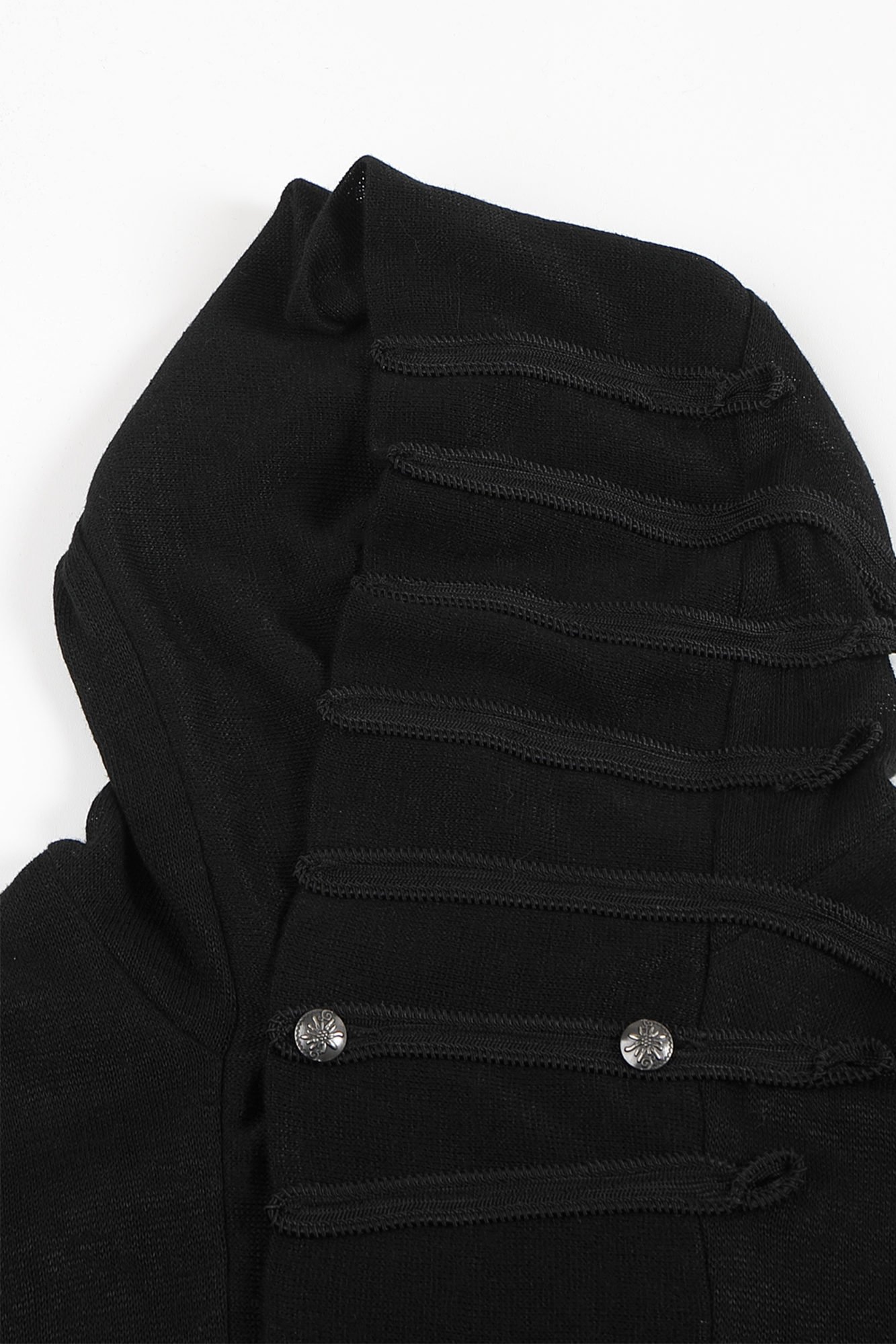 WHISTLEHUNTER Military Tape-Trim Hooded Cardigan-Jacket-S (Preorder)-Black-Free Shipping Leatheretro