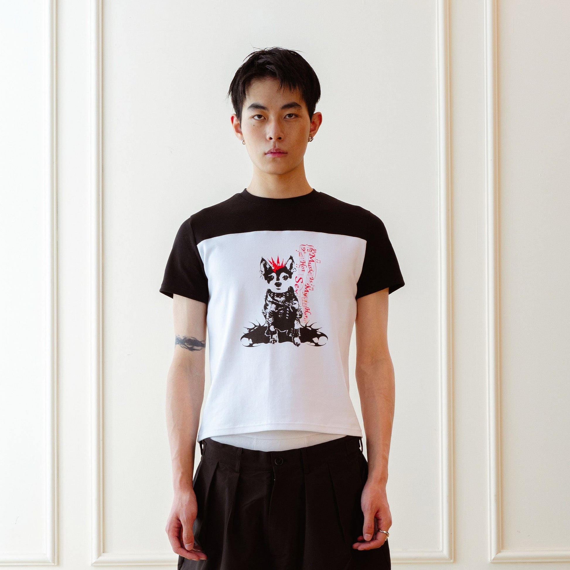 KADAKADA Punk Pup Graphic Spliced T-Shirt-T Shirt-S (Preorder)-Free Shipping Leatheretro