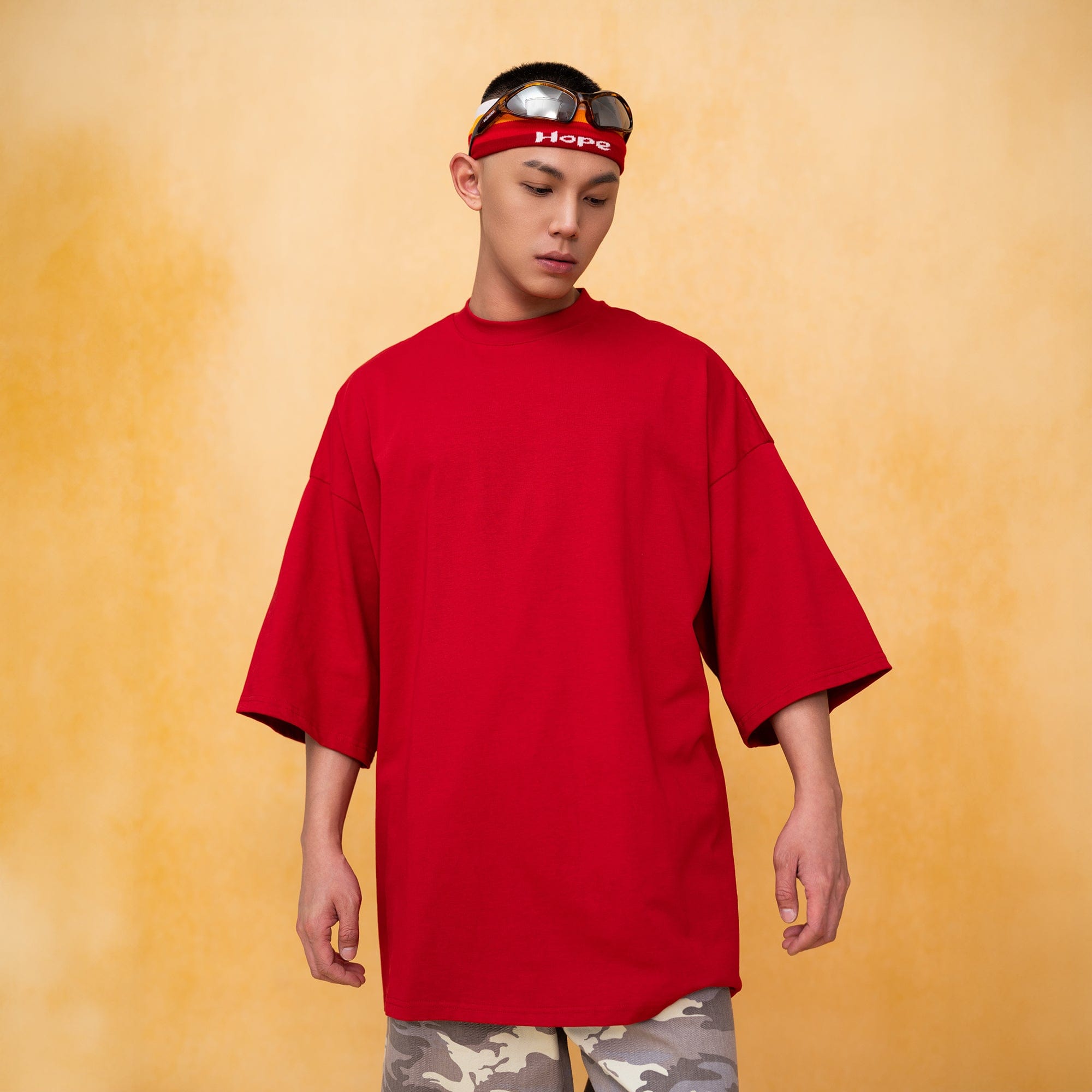 CLP Essential Heavy-Weight Oversized Boxy T-Shirt-T Shirt-M-Red-Free Shipping Leatheretro