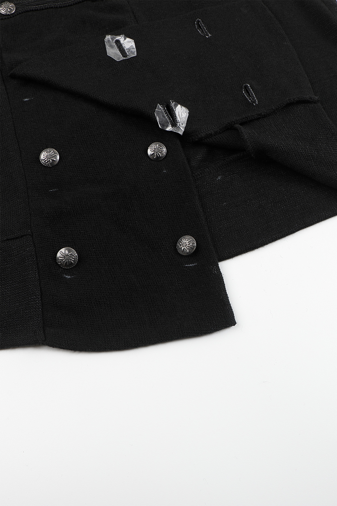 WHISTLEHUNTER Military Tape-Trim Hooded Cardigan-Jacket-S (Preorder)-Black-Free Shipping Leatheretro