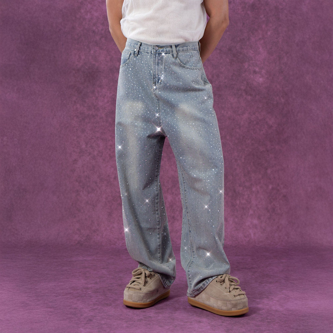 CLP Diamond Washed Straight-Leg Jeans-Jeans-S-Free Shipping Leatheretro