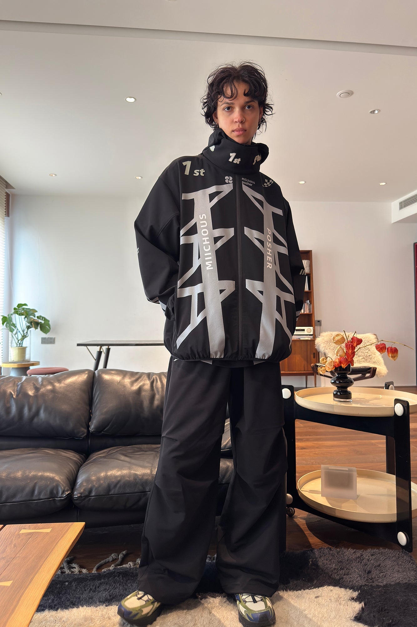 MIICHOUS 1st 3A Graphic Oversized Hooded Windbreaker-Jacket-S-Free Shipping Leatheretro