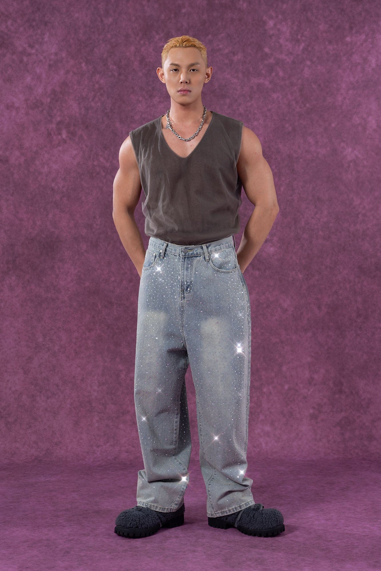 CLP Sheer-Layered V-Neck Oversized Tank Top-Tank Top-M-Apricot-Free Shipping Leatheretro