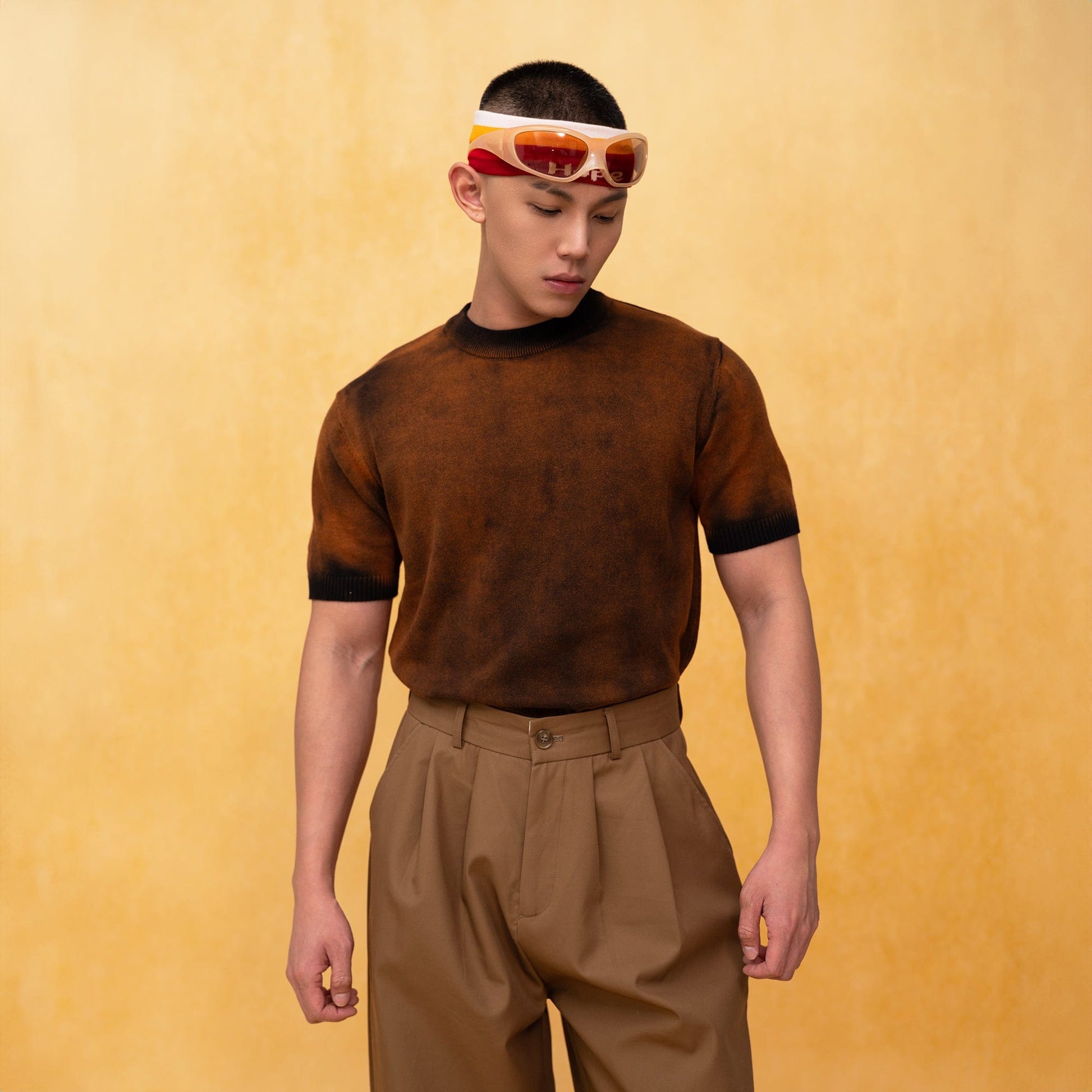 CLP Gradient Sheer Knitted T-Shirt-T Shirt-M-Blue-Free Shipping Leatheretro