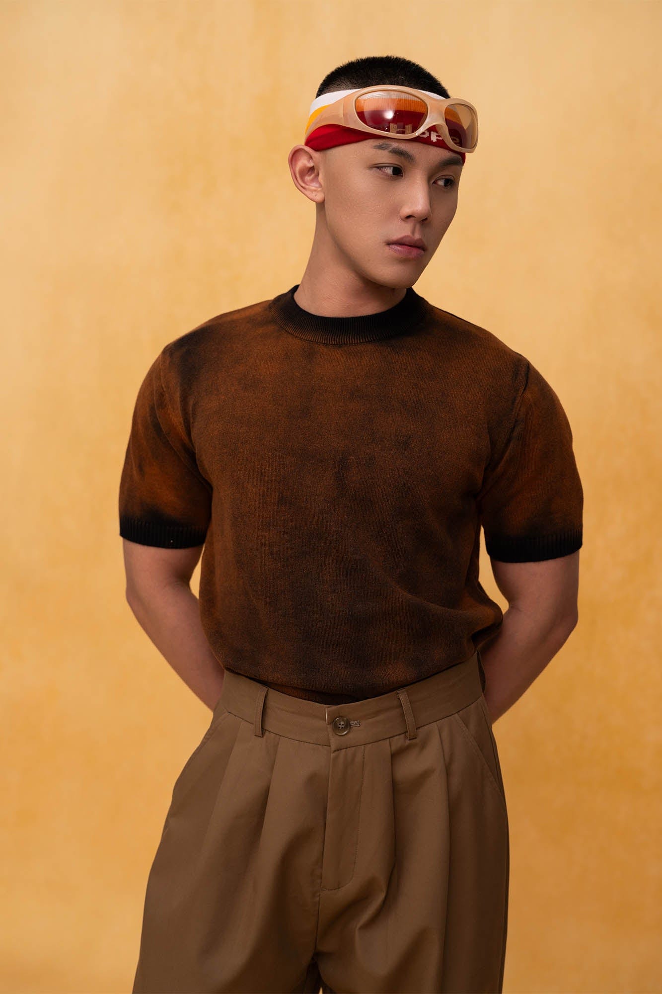 CLP Gradient Sheer Knitted T-Shirt-T Shirt-M-Blue-Free Shipping Leatheretro