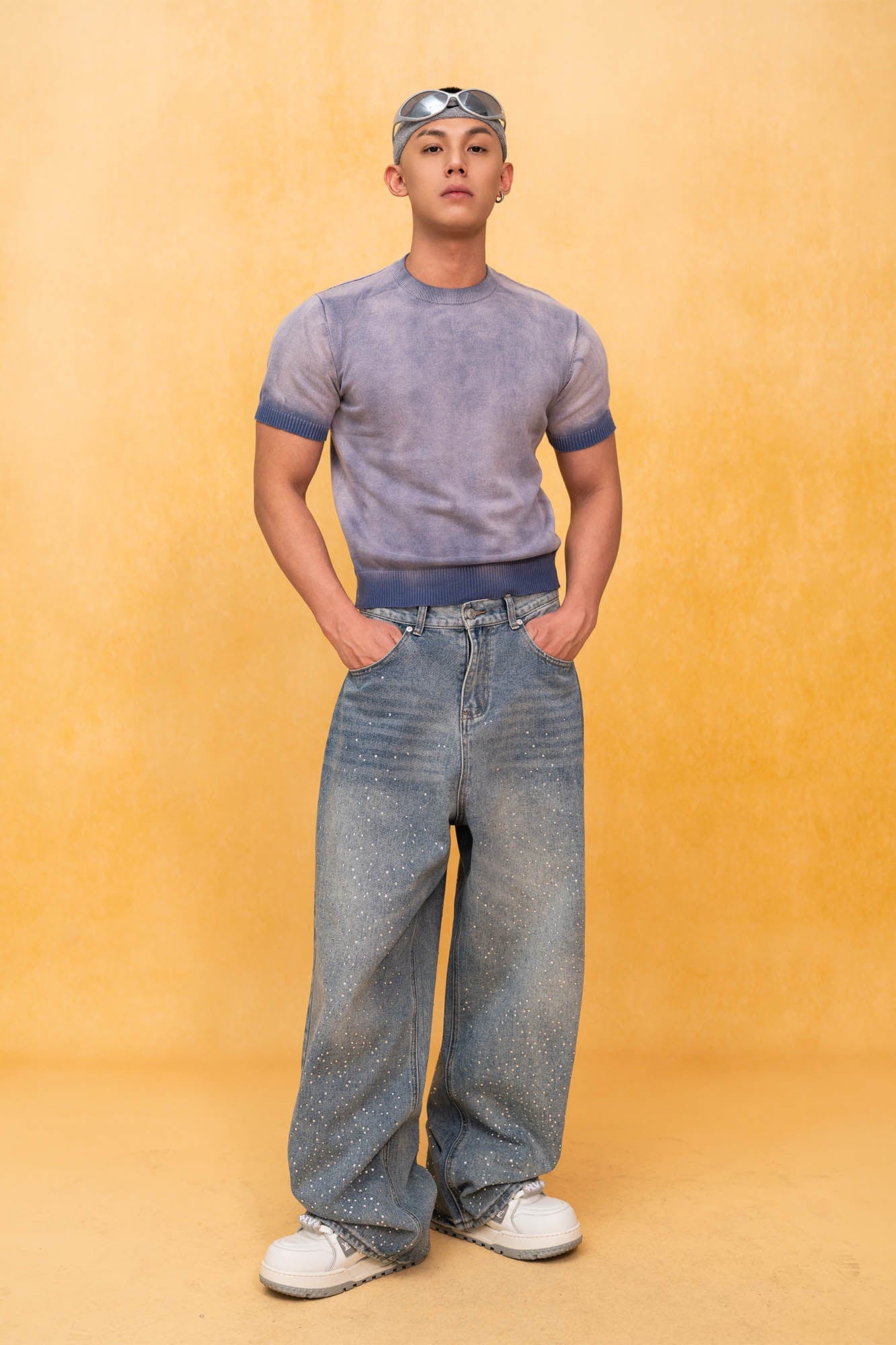 CLP Gradient Sheer Knitted T-Shirt-T Shirt-M-Blue-Free Shipping Leatheretro