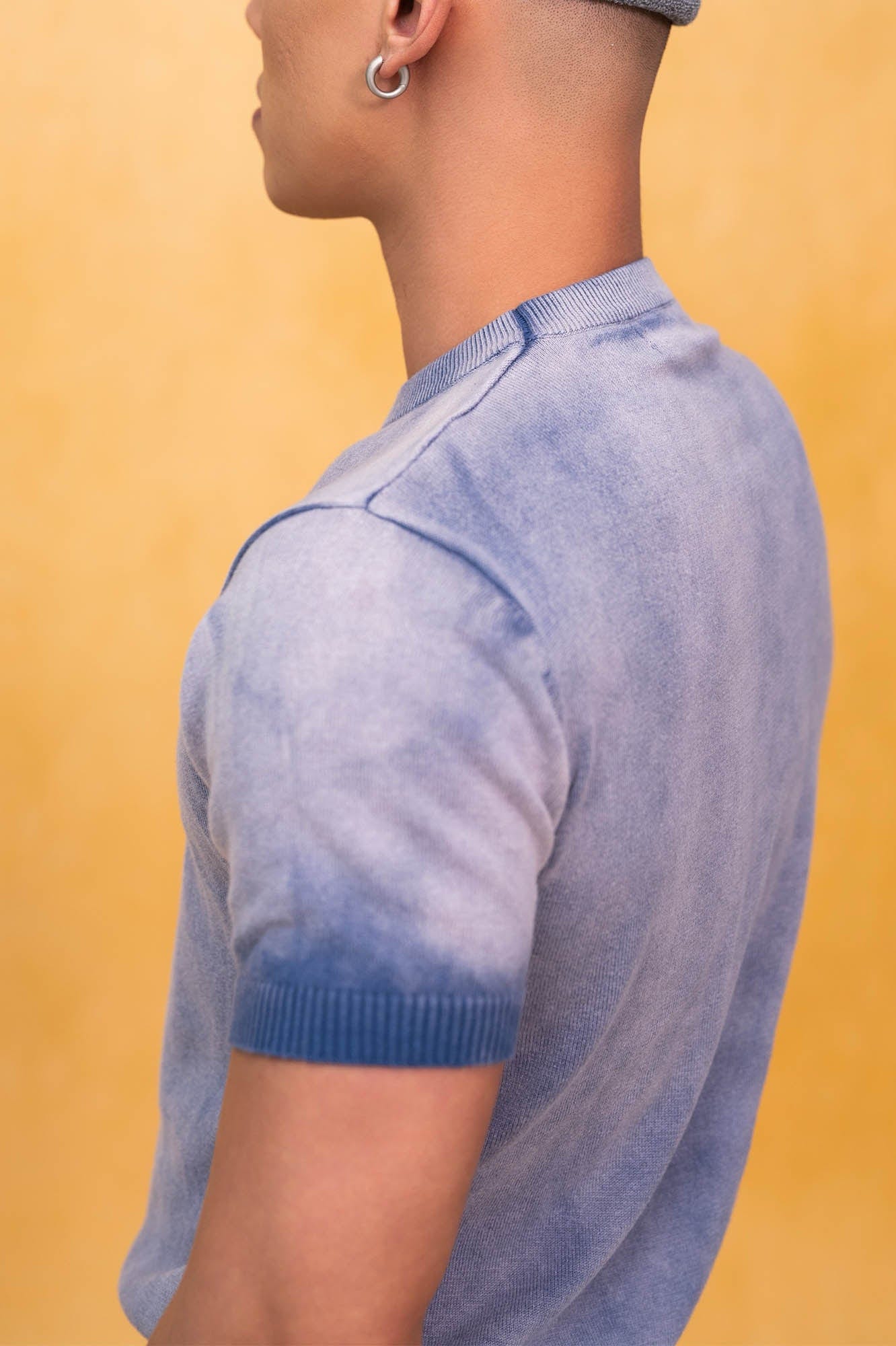 CLP Gradient Sheer Knitted T-Shirt-T Shirt-M-Blue-Free Shipping Leatheretro