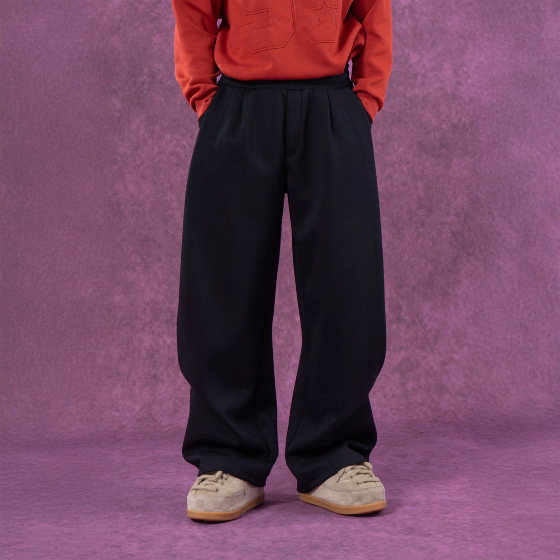 CLP Pleated Wide-Leg Sweatpants-Pants-M-Gray-Free Shipping Leatheretro