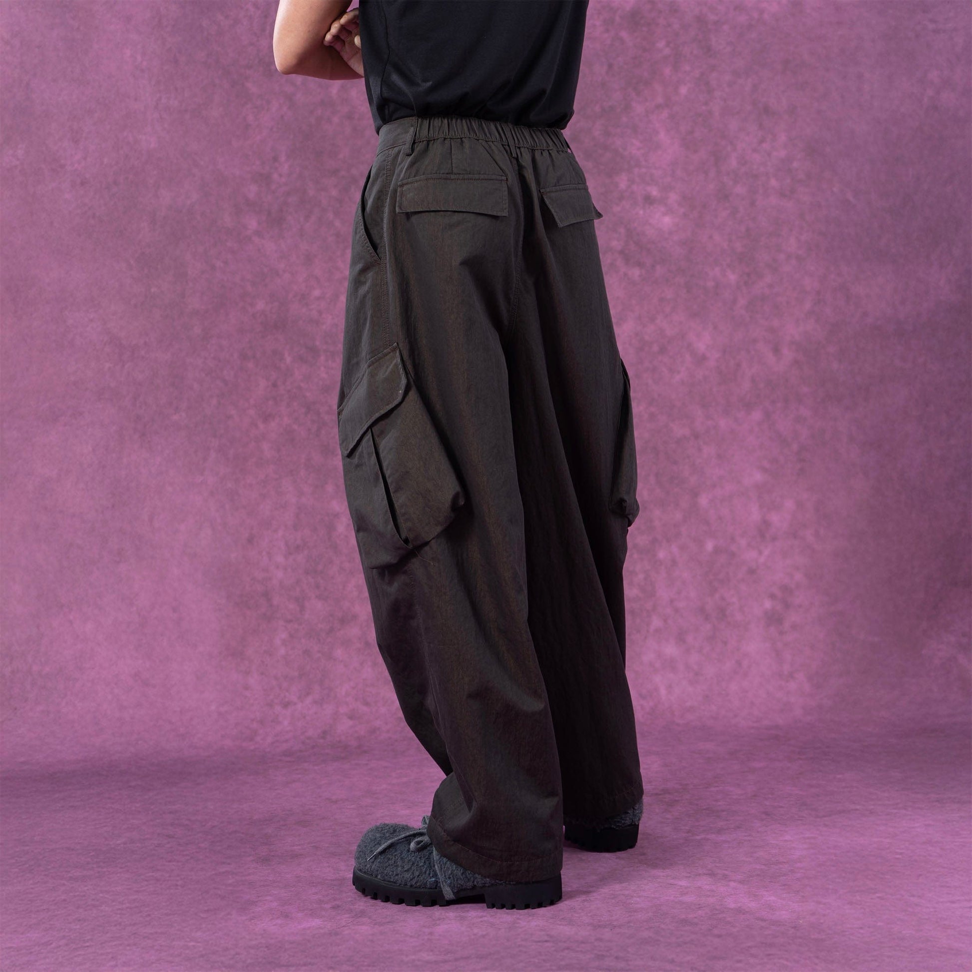 CLP Slanted Pockets Pleated Oversized Pants-Pants-S-Apricot-Free Shipping Leatheretro
