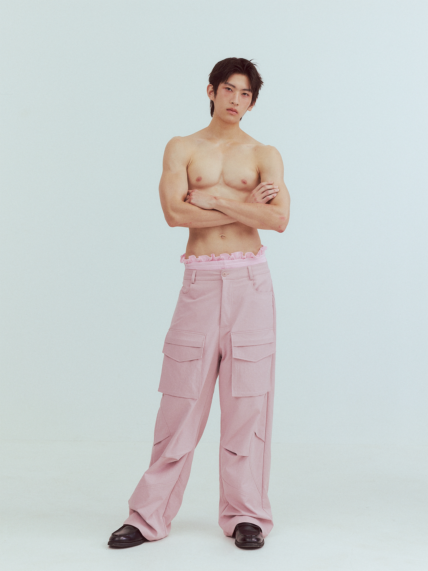 KADAKADA Paneled Wide-Leg Cargo Pants-Pants-M (Preorder)-Black-Free Shipping Leatheretro
