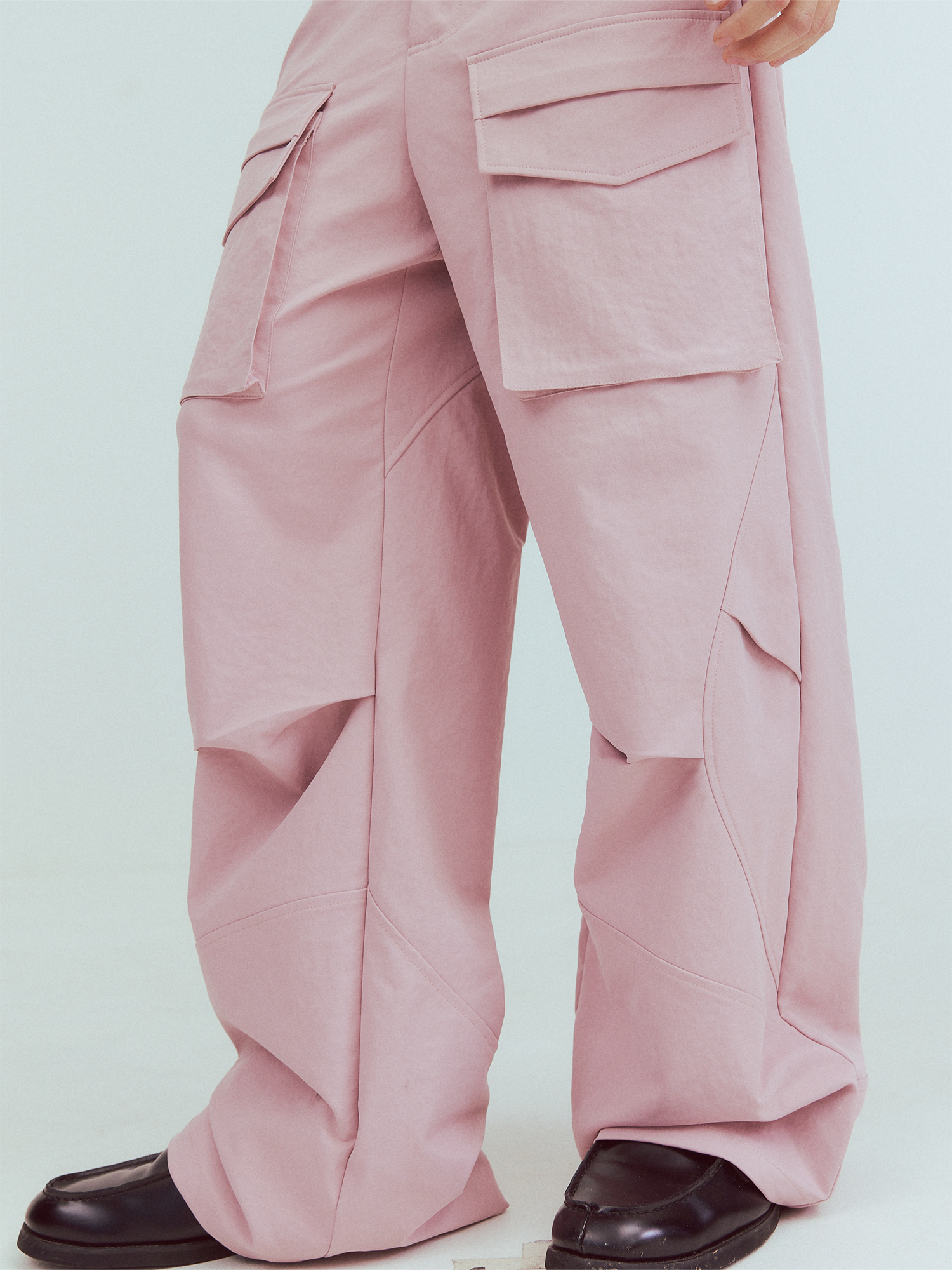 KADAKADA Paneled Wide-Leg Cargo Pants-Pants-M (Preorder)-Black-Free Shipping Leatheretro