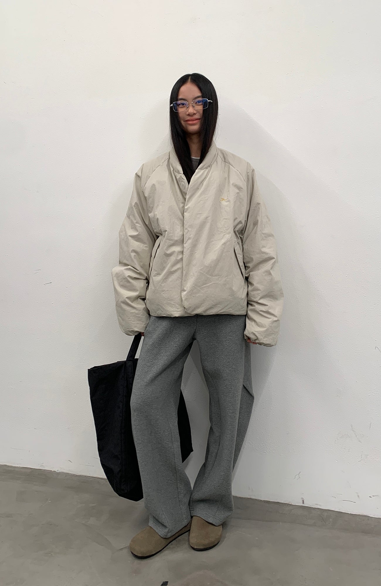 ROARINGWILD A ARCH Minimal Hidden Snap Puffer Jacket-Jacket-XS-Apricot-Free Shipping Leatheretro