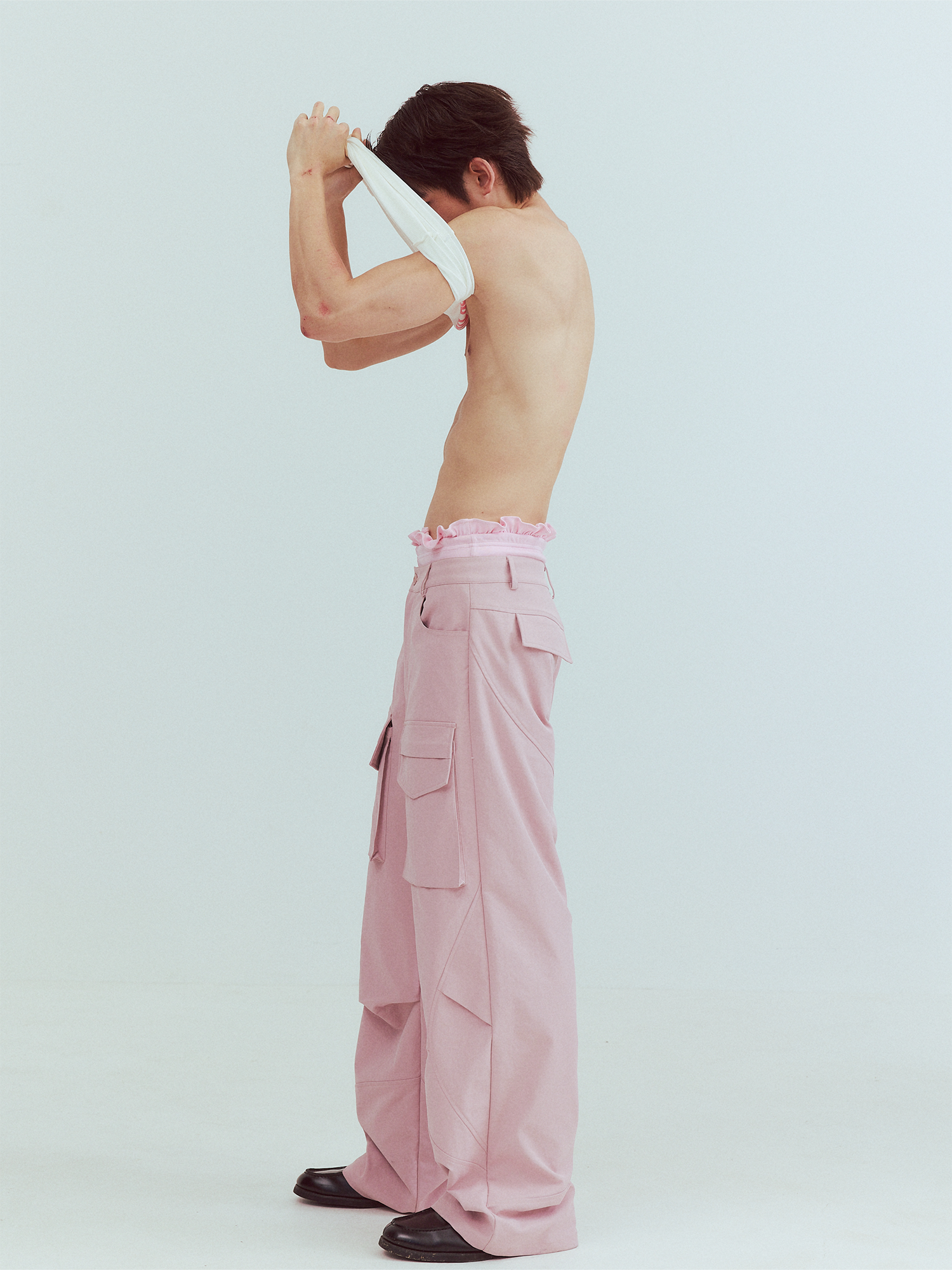 KADAKADA Paneled Wide-Leg Cargo Pants-Pants-M (Preorder)-Black-Free Shipping Leatheretro