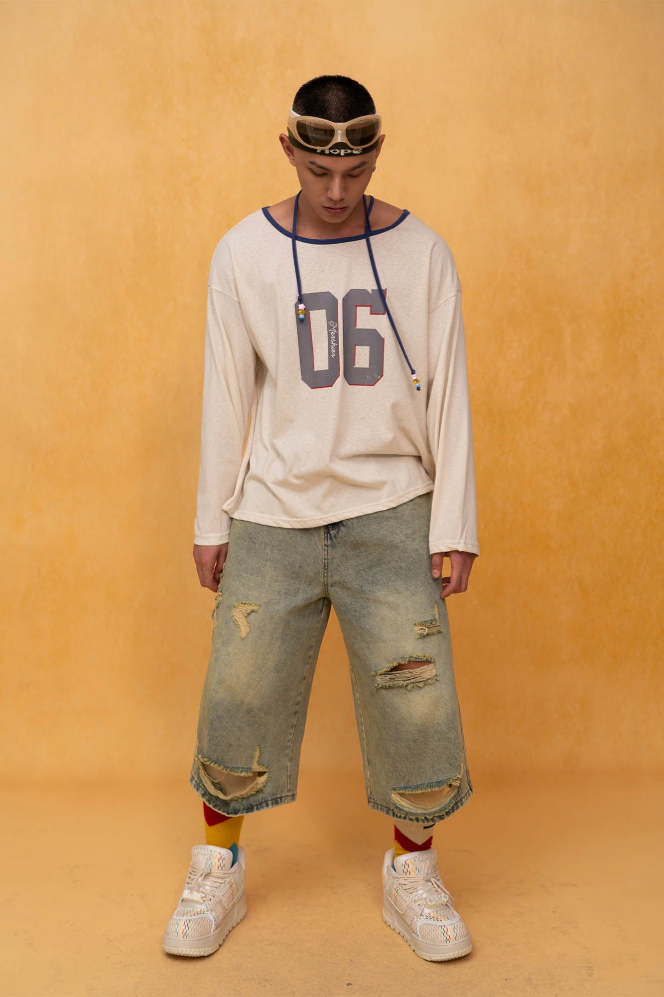 CLP No.06 Drawstring Neck Long-Sleeve Tee-L/S Tee-S-Free Shipping Leatheretro