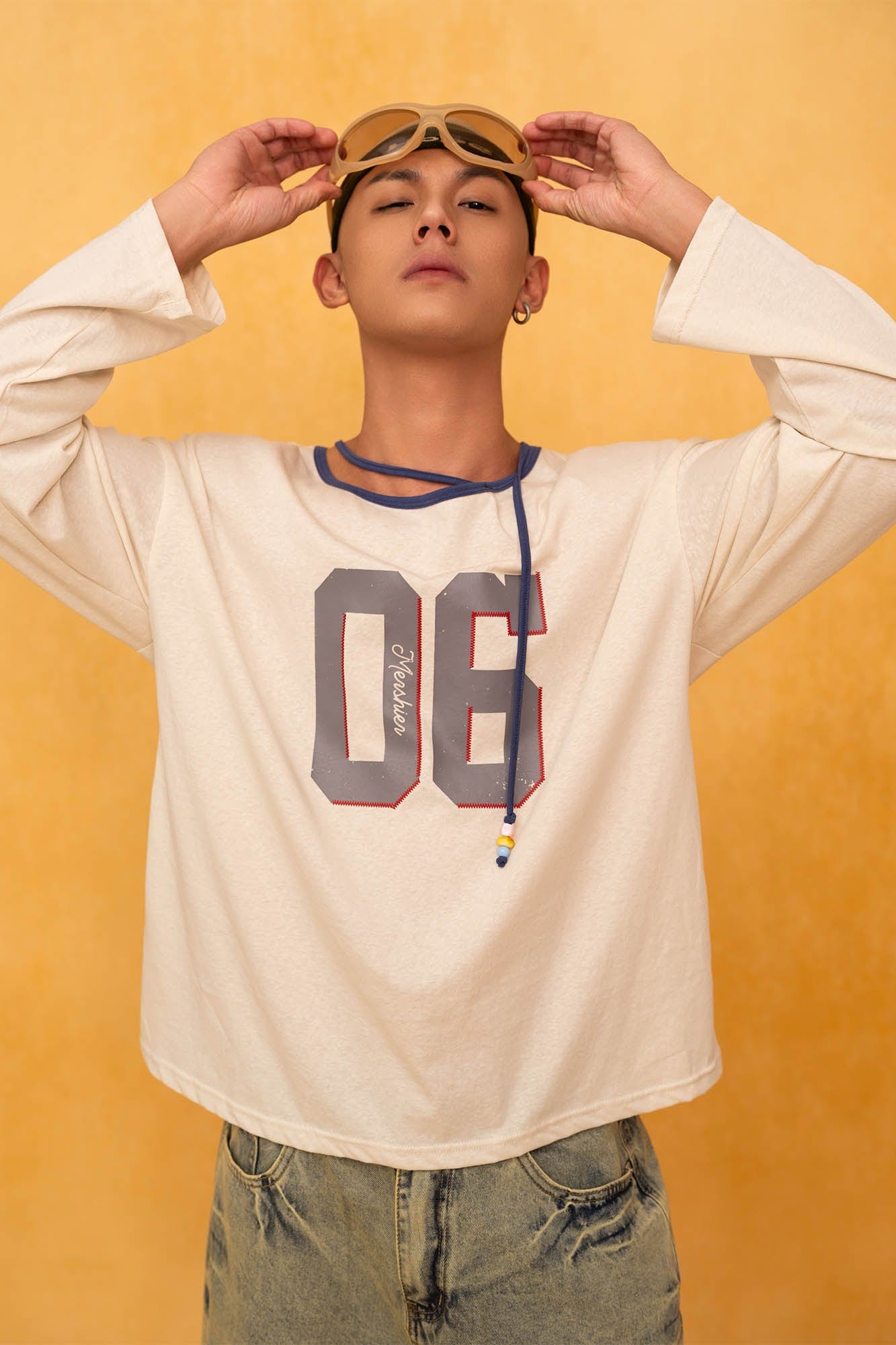 CLP No.06 Drawstring Neck Long-Sleeve Tee-L/S Tee-S-Free Shipping Leatheretro