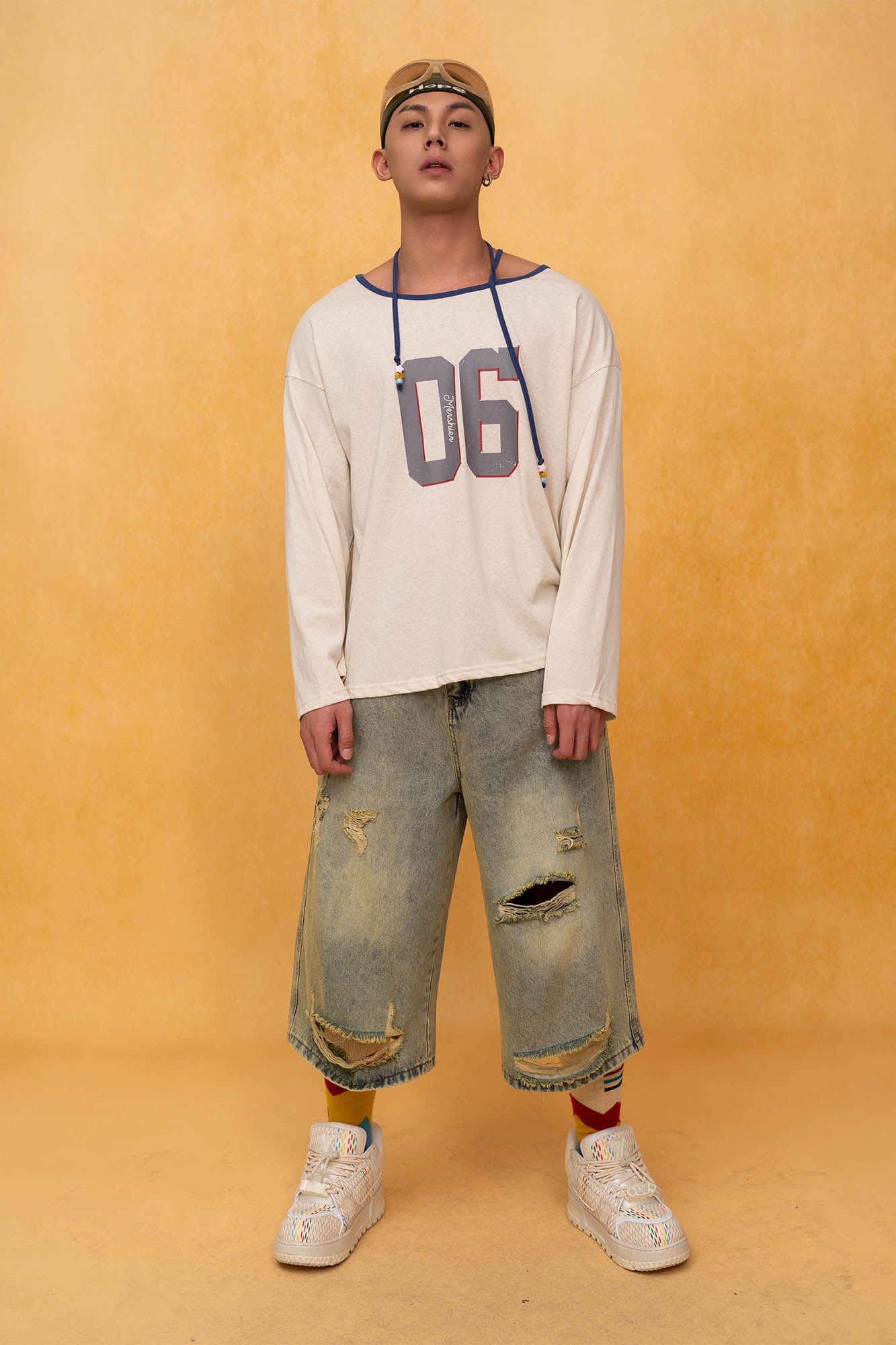 CLP No.06 Drawstring Neck Long-Sleeve Tee-L/S Tee-S-Free Shipping Leatheretro