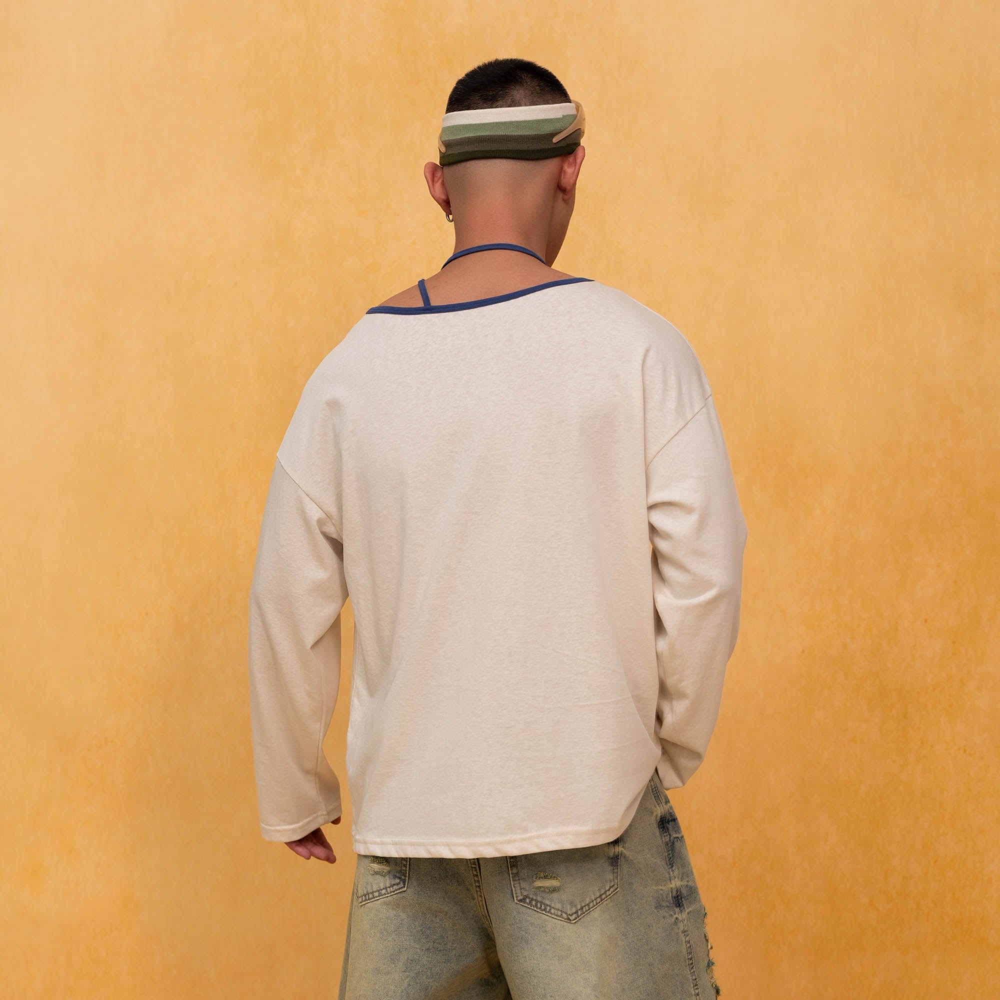 CLP No.06 Drawstring Neck Long-Sleeve Tee-L/S Tee-S-Free Shipping Leatheretro