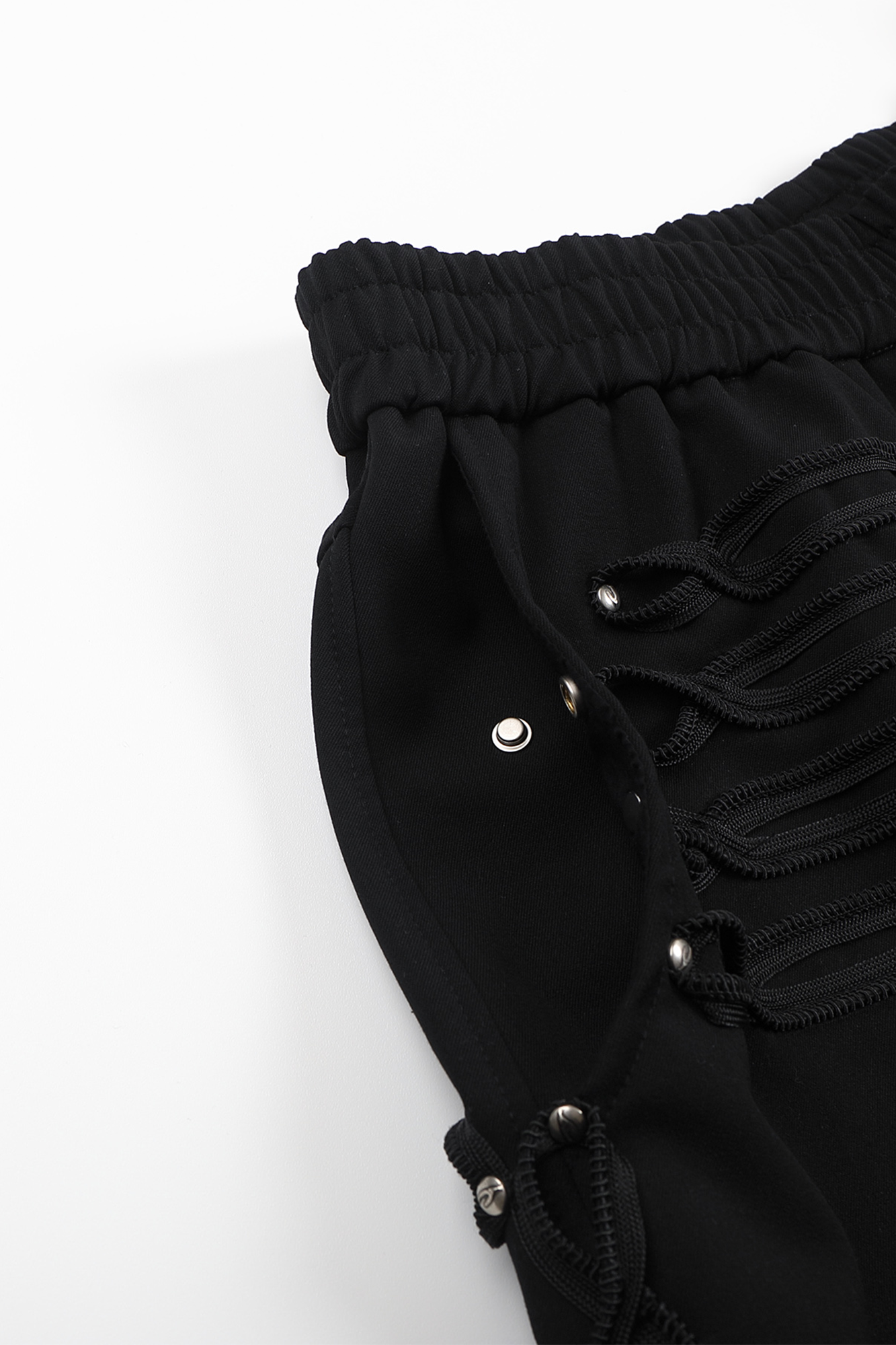 WHISTLEHUNTER Strap-Trim Tailored Trousers-Pants-S (Preorder)-Black-Free Shipping Leatheretro