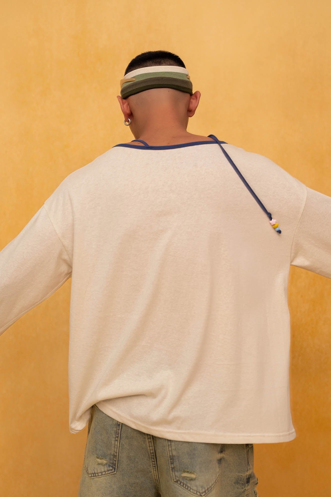 CLP No.06 Drawstring Neck Long-Sleeve Tee-L/S Tee-S-Free Shipping Leatheretro