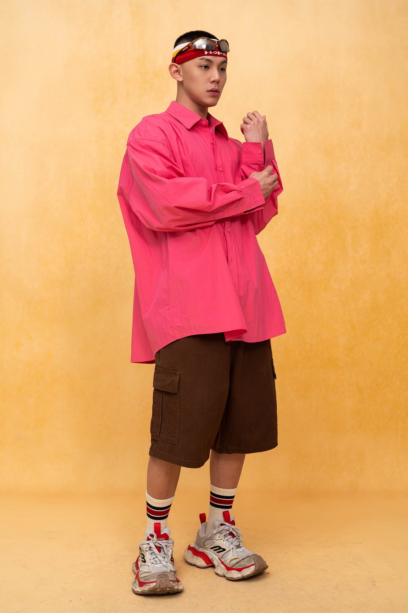 CLP Essential Crinkled Oversized Shirt-Shirt-S-Pink-Free Shipping Leatheretro