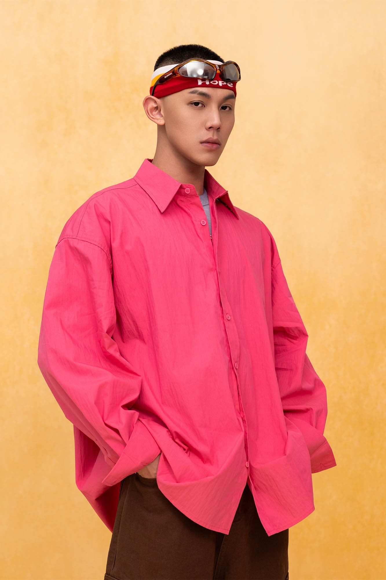 CLP Essential Crinkled Oversized Shirt-Shirt-S-Pink-Free Shipping Leatheretro