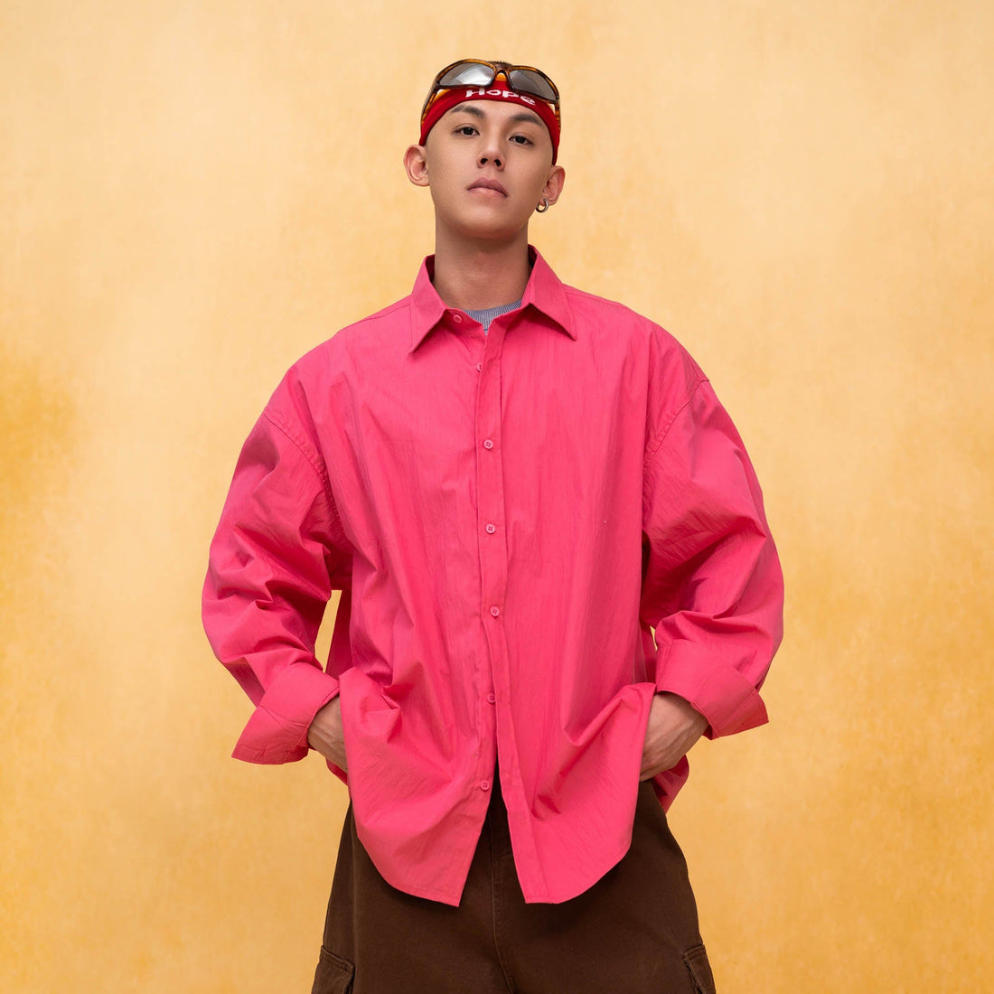 CLP Essential Crinkled Oversized Shirt-Shirt-S-Pink-Free Shipping Leatheretro