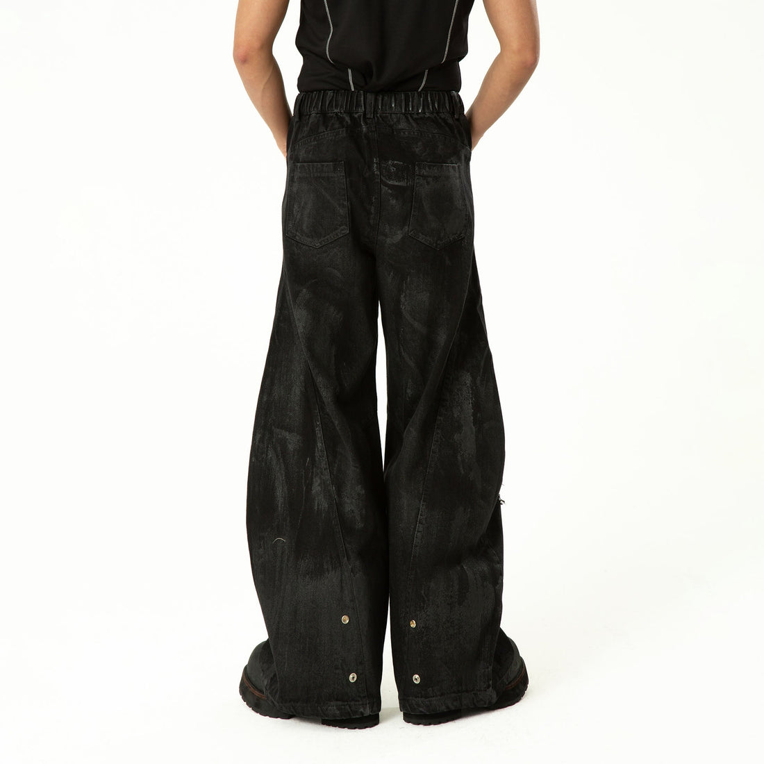 CLP Distressed Curved-Panel Oversized Jeans-Jeans-S-Free Shipping Leatheretro